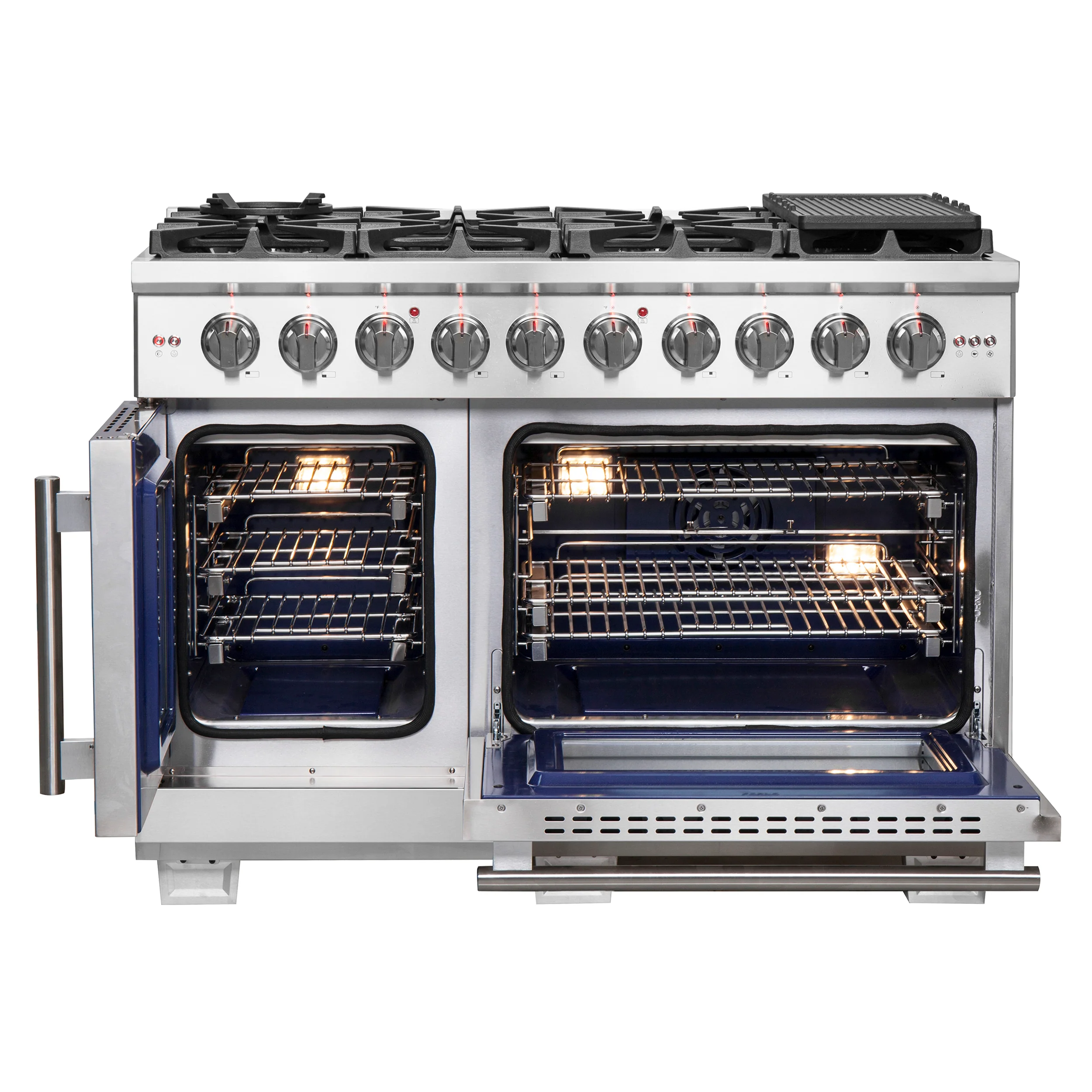 Forno Capriasca 48-Inch Freestanding French Door Gas Range, 8 Burners, Convection Oven, Energy Efficient - Image 3