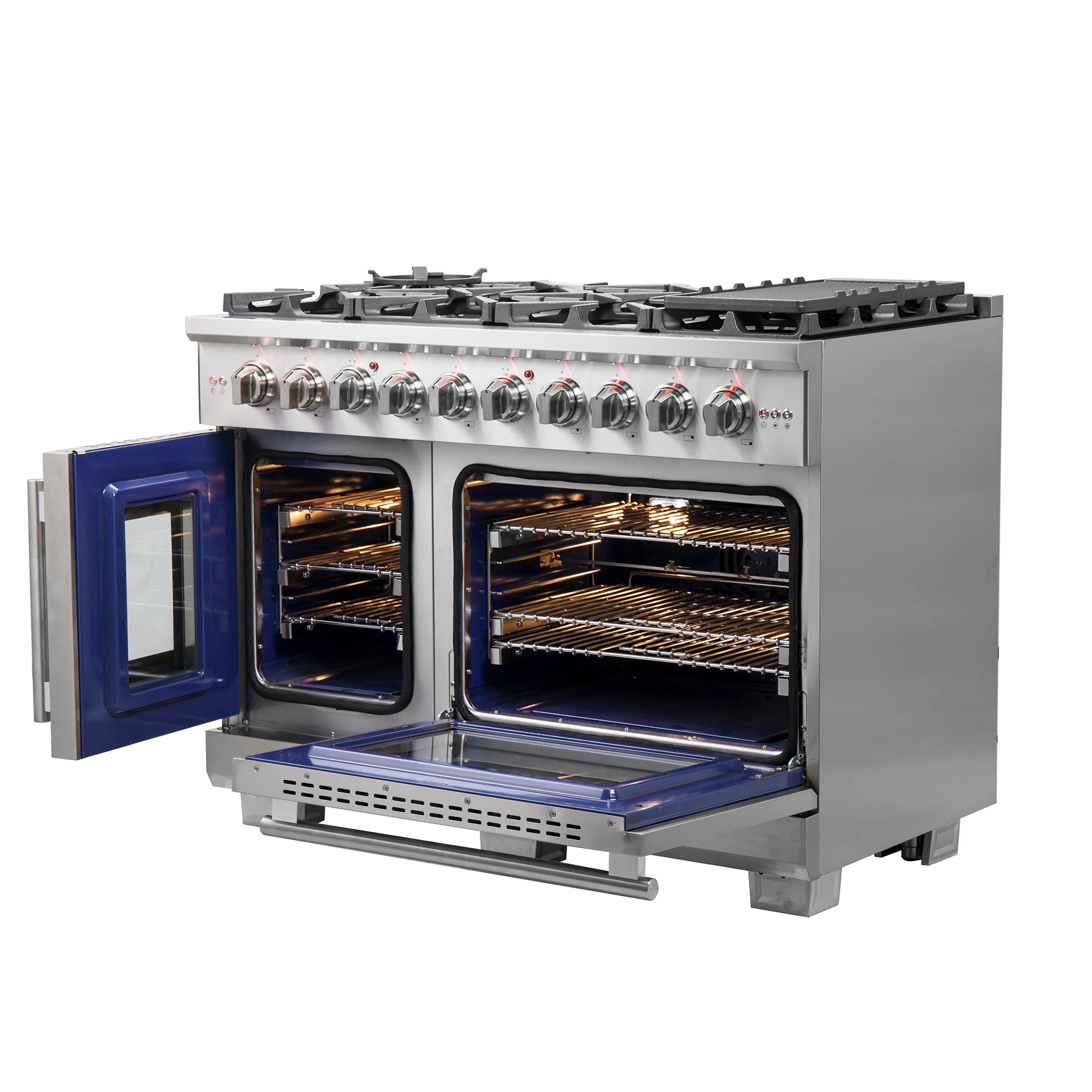 Forno Capriasca 48-Inch Freestanding French Door Gas Range, 8 Burners, Convection Oven, Energy Efficient - Image 4