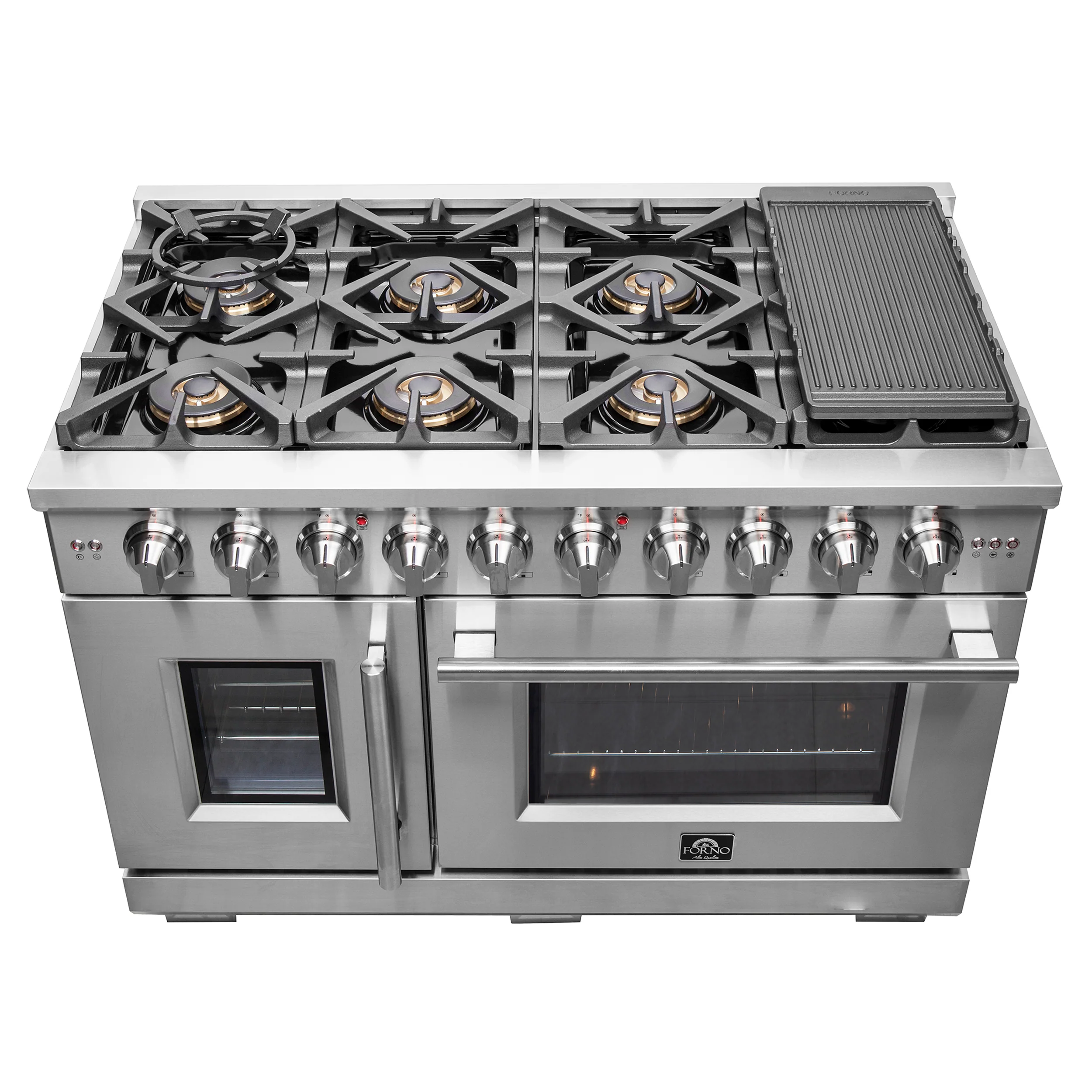 Forno Capriasca 48-Inch Freestanding French Door Gas Range, 8 Burners, Convection Oven, Energy Efficient - Image 6