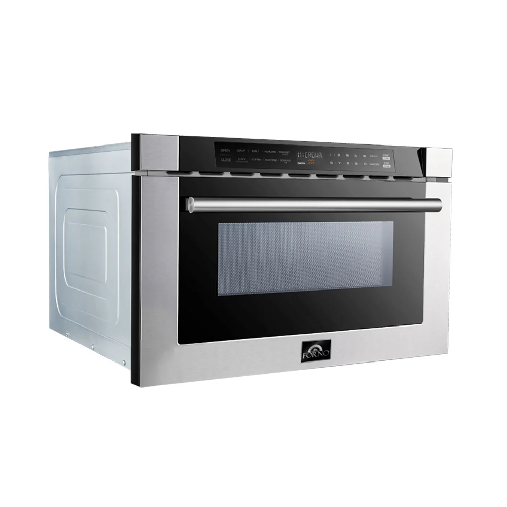 Forno Capoliveri 24-Inch Microwave Drawer, Stainless Steel, 1.2 cu.ft, 1500 Watts, Built-In, Touch Control LCD Display, Auto-Touch Open/Close, 11 Power Levels, Sensor Cooking - Image 4