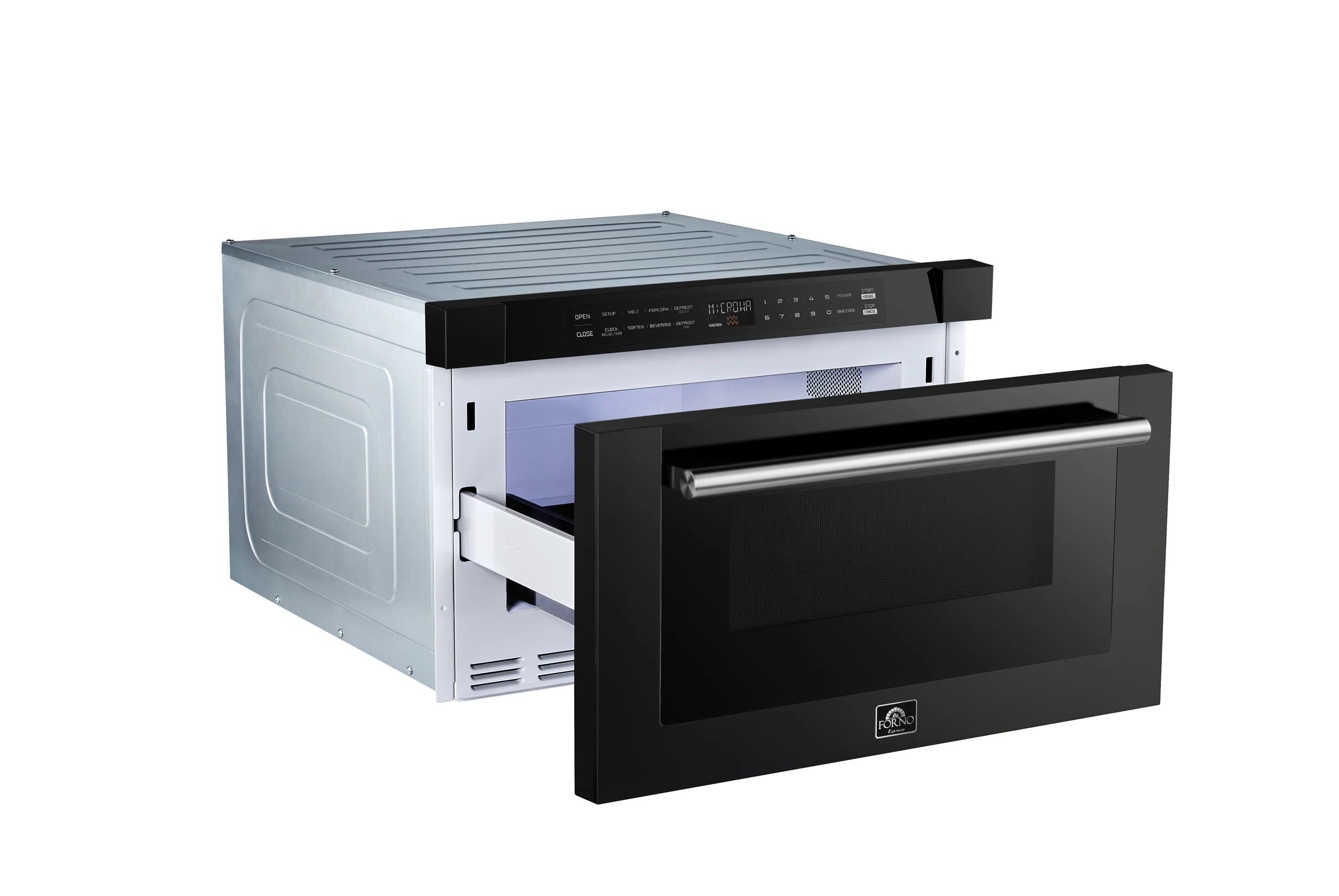 Forno Capoliveri Espresso 24-Inch Microwave Drawer, Black, 1.2 cu.ft, 1500 Watts, Built-In, Touch Control LCD Display, Auto-Touch Open/Close, 11 Power Levels, Sensor Cooking - Image 8