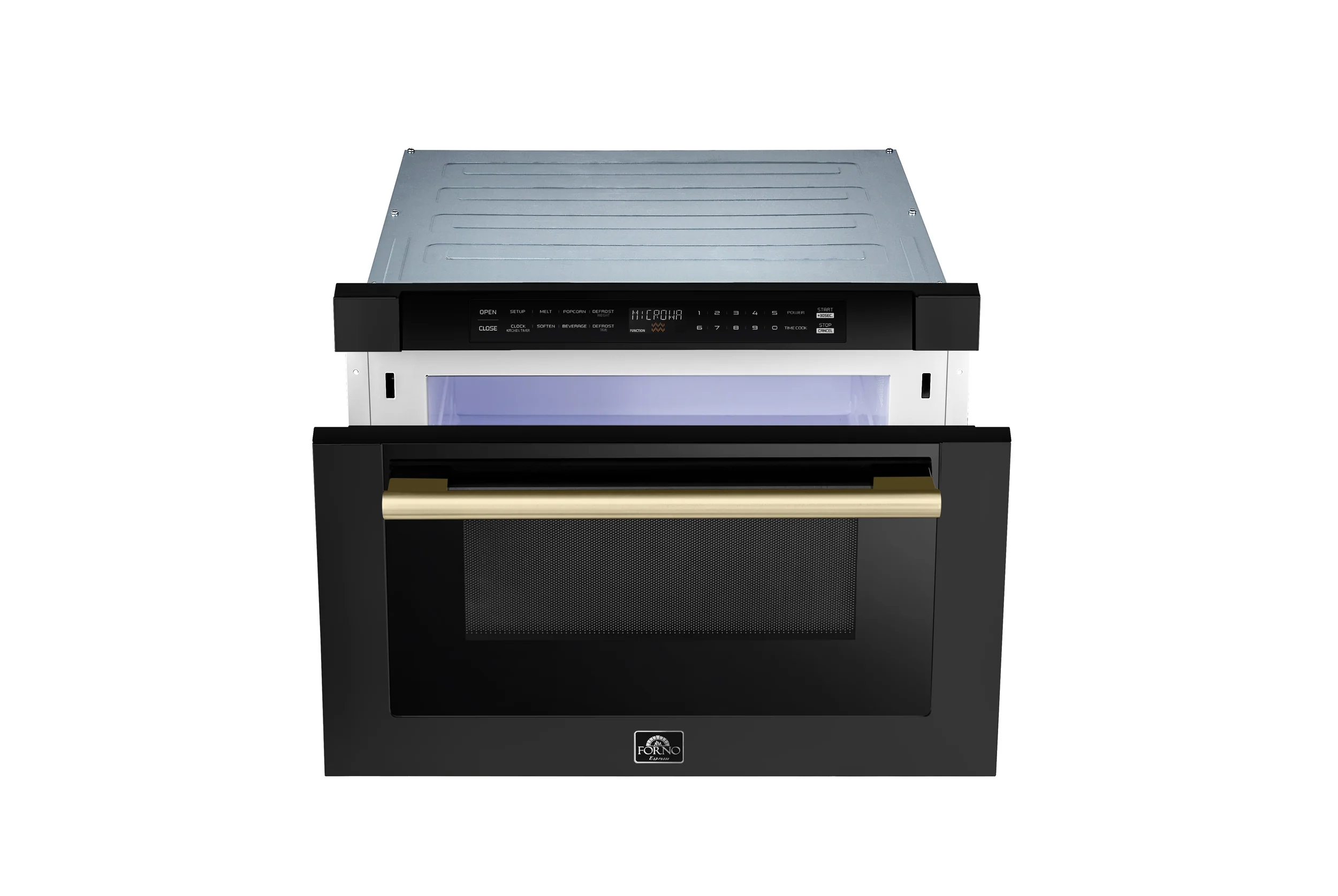 Forno Capoliveri Espresso 24-Inch Microwave Drawer, Black, 1.2 cu.ft, 1500 Watts, Built-In, Touch Control LCD Display, Auto-Touch Open/Close, 11 Power Levels, Sensor Cooking - Image 9