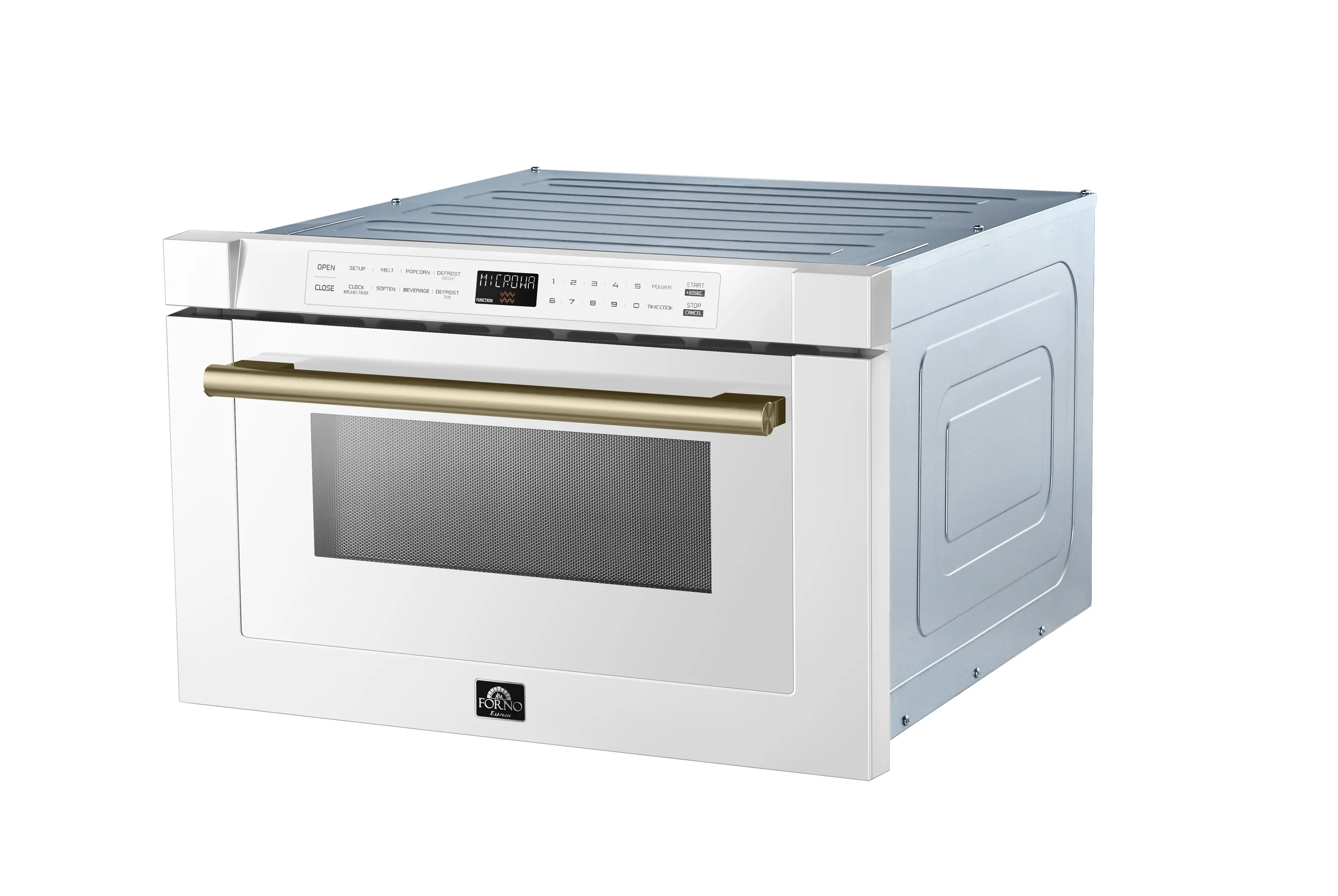 Forno Capoliveri Espresso 24-Inch Microwave Drawer, White, 1.2 cu.ft, 1500 Watts, Built-In, Touch Control LCD Display, Auto-Touch Open/Close, 11 Power Levels, Sensor Cooking - Image 3