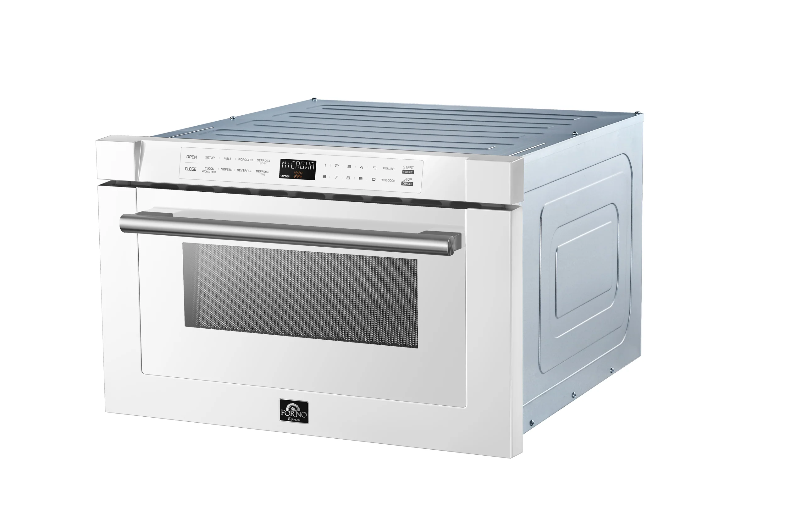 Forno Capoliveri Espresso 24-Inch Microwave Drawer, White, 1.2 cu.ft, 1500 Watts, Built-In, Touch Control LCD Display, Auto-Touch Open/Close, 11 Power Levels, Sensor Cooking - Image 4