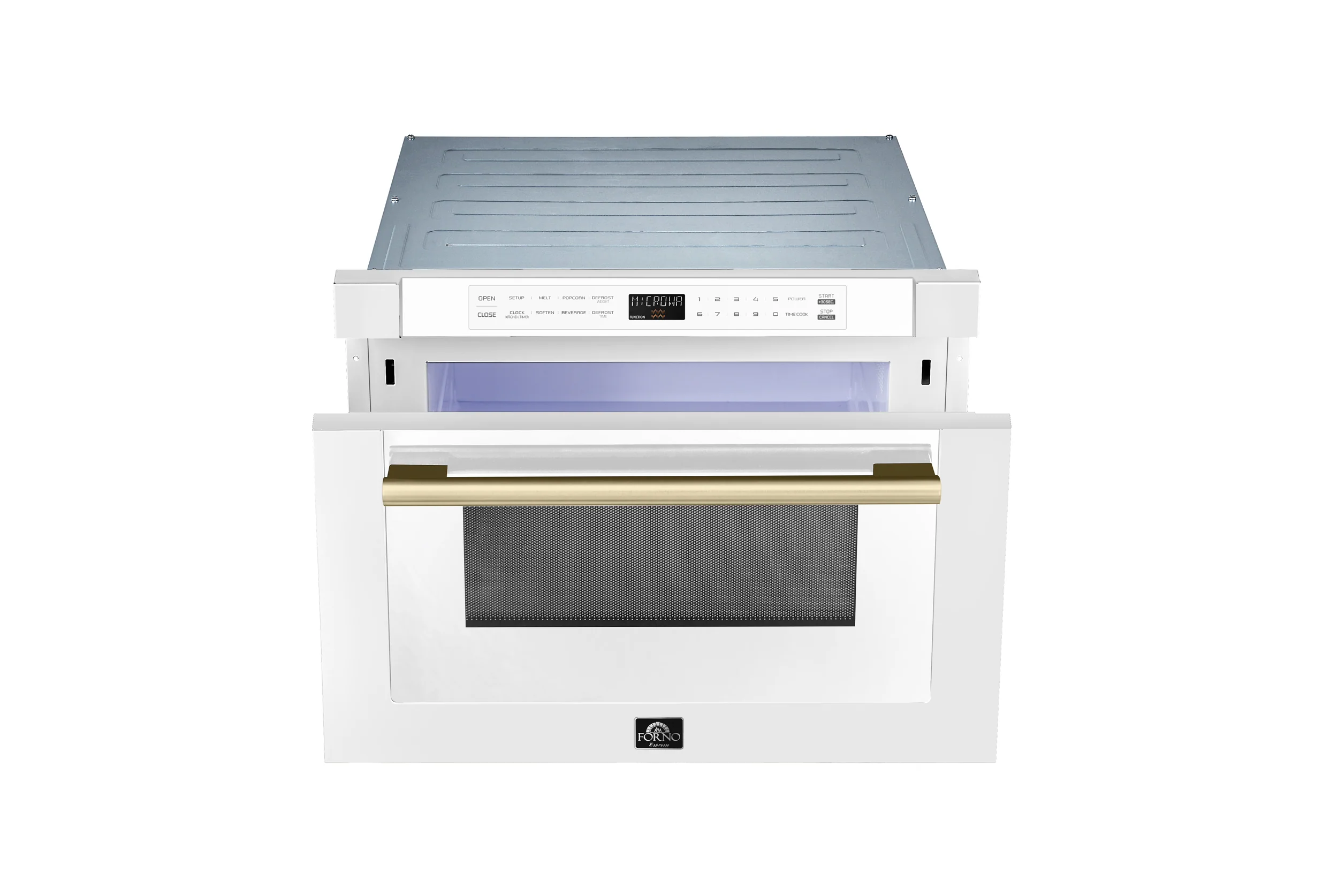Forno Capoliveri Espresso 24-Inch Microwave Drawer, White, 1.2 cu.ft, 1500 Watts, Built-In, Touch Control LCD Display, Auto-Touch Open/Close, 11 Power Levels, Sensor Cooking - Image 7