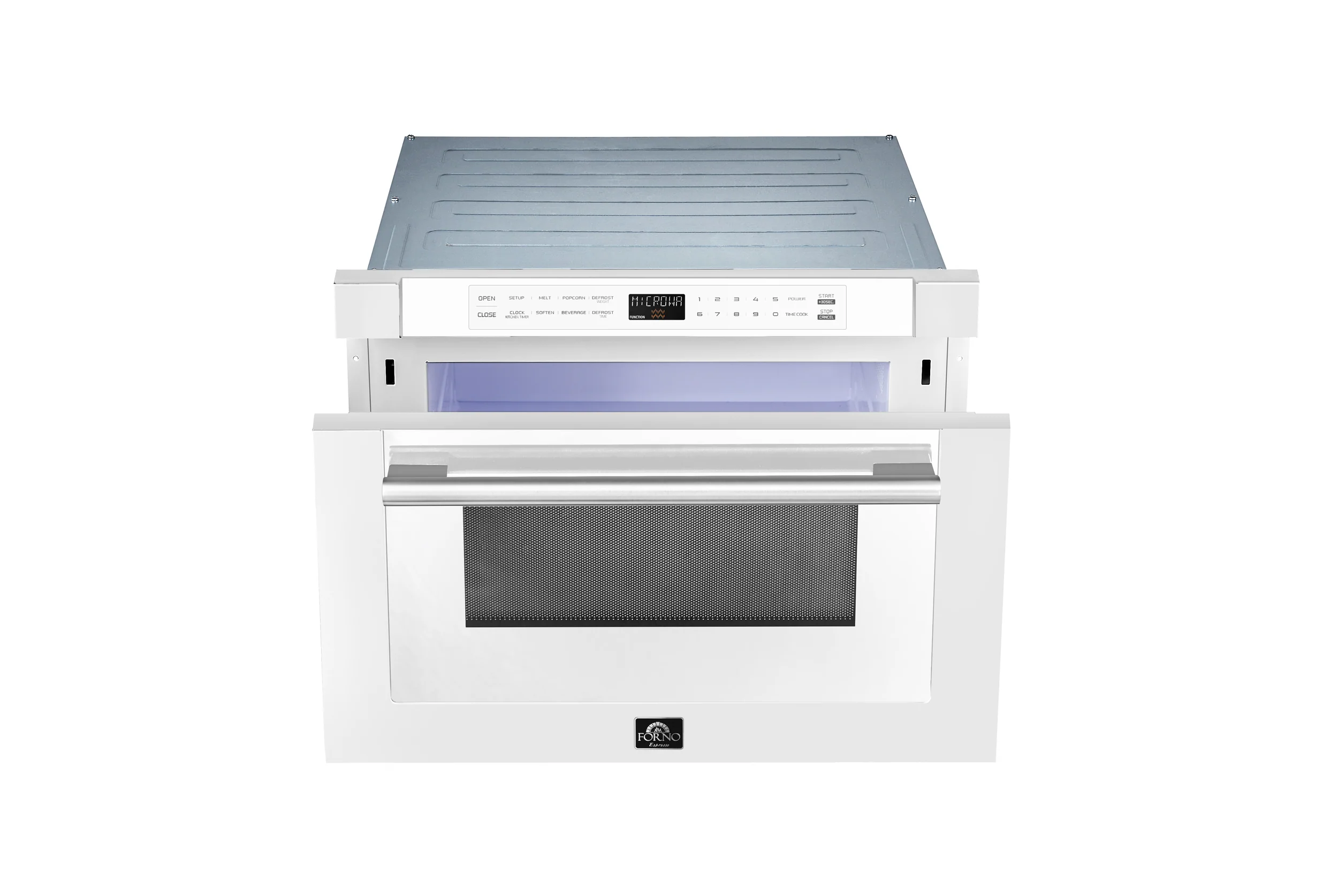 Forno Capoliveri Espresso 24-Inch Microwave Drawer, White, 1.2 cu.ft, 1500 Watts, Built-In, Touch Control LCD Display, Auto-Touch Open/Close, 11 Power Levels, Sensor Cooking - Image 8