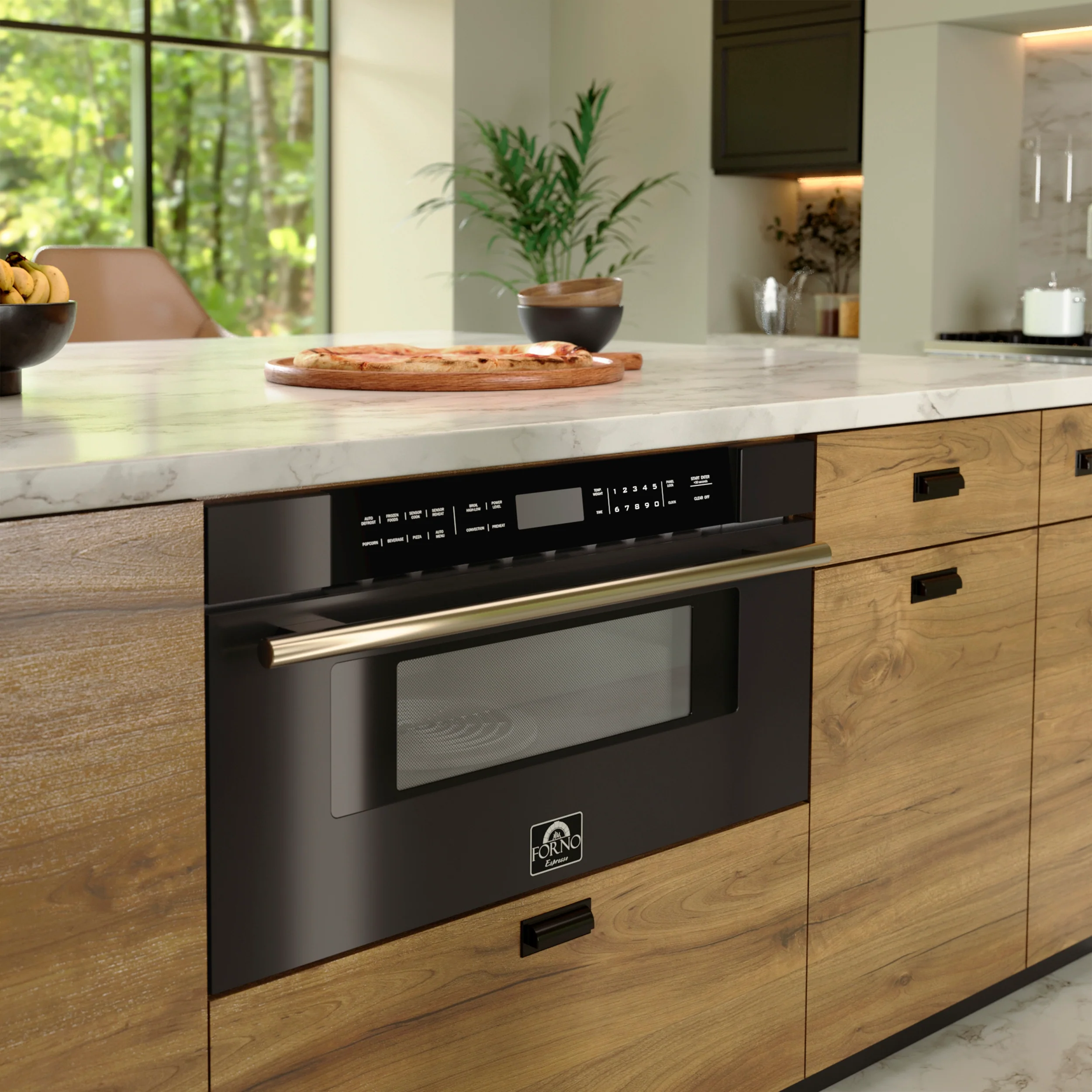 Forno Capoliveri Espresso 30-Inch Microwave Drawer, Black, 1.2 cu.ft, 1500 Watts, Built-In, Touch Control LCD Display, Auto-Touch Open/Close, 11 Power Levels, Sensor Cooking - Image 9