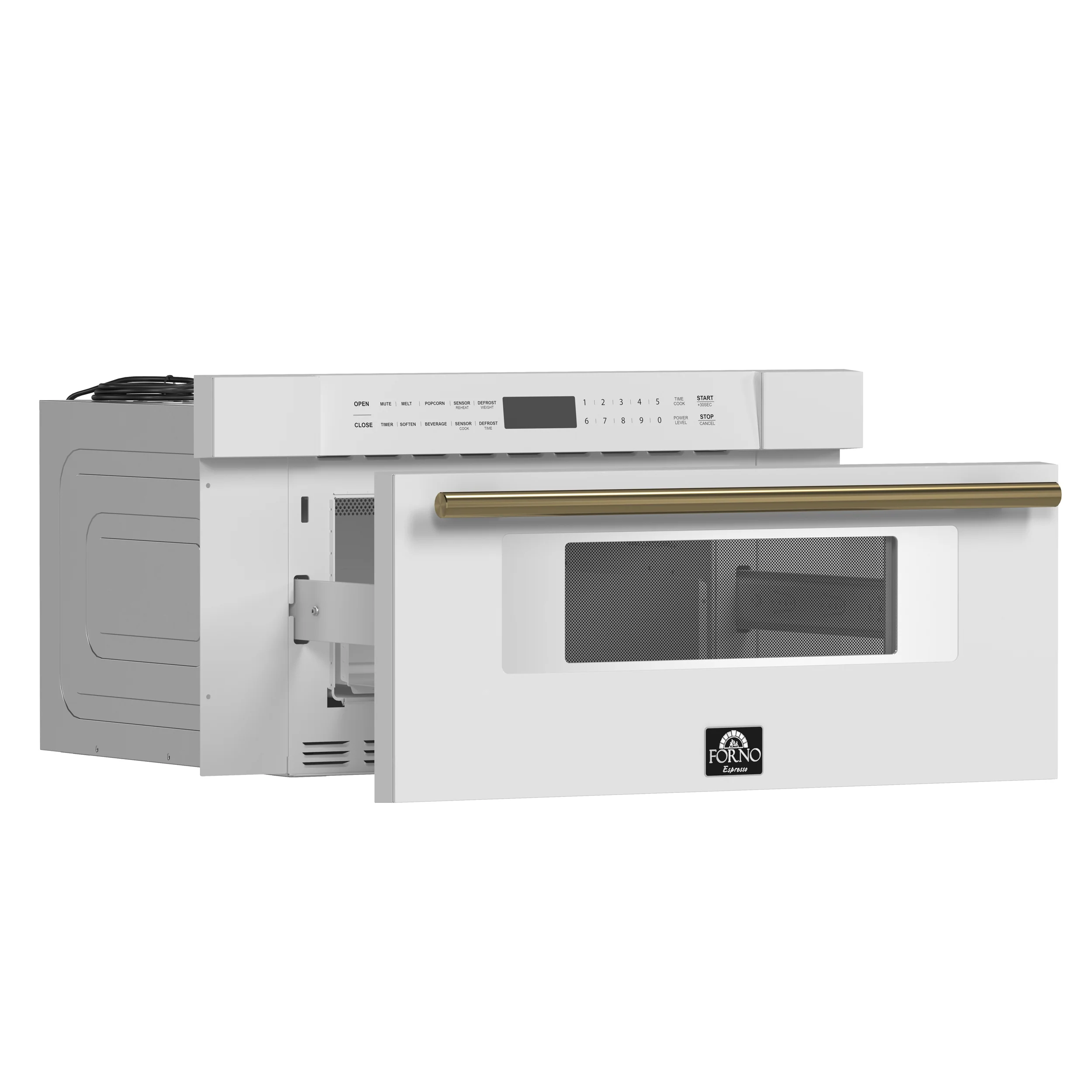 Forno Capoliveri Espresso 30-Inch Microwave Drawer, White, 1.2 cu.ft, 1500 Watts, Built-In, Touch Control LCD Display, Auto-Touch Open/Close, 11 Power Levels, Sensor Cooking - Image 3