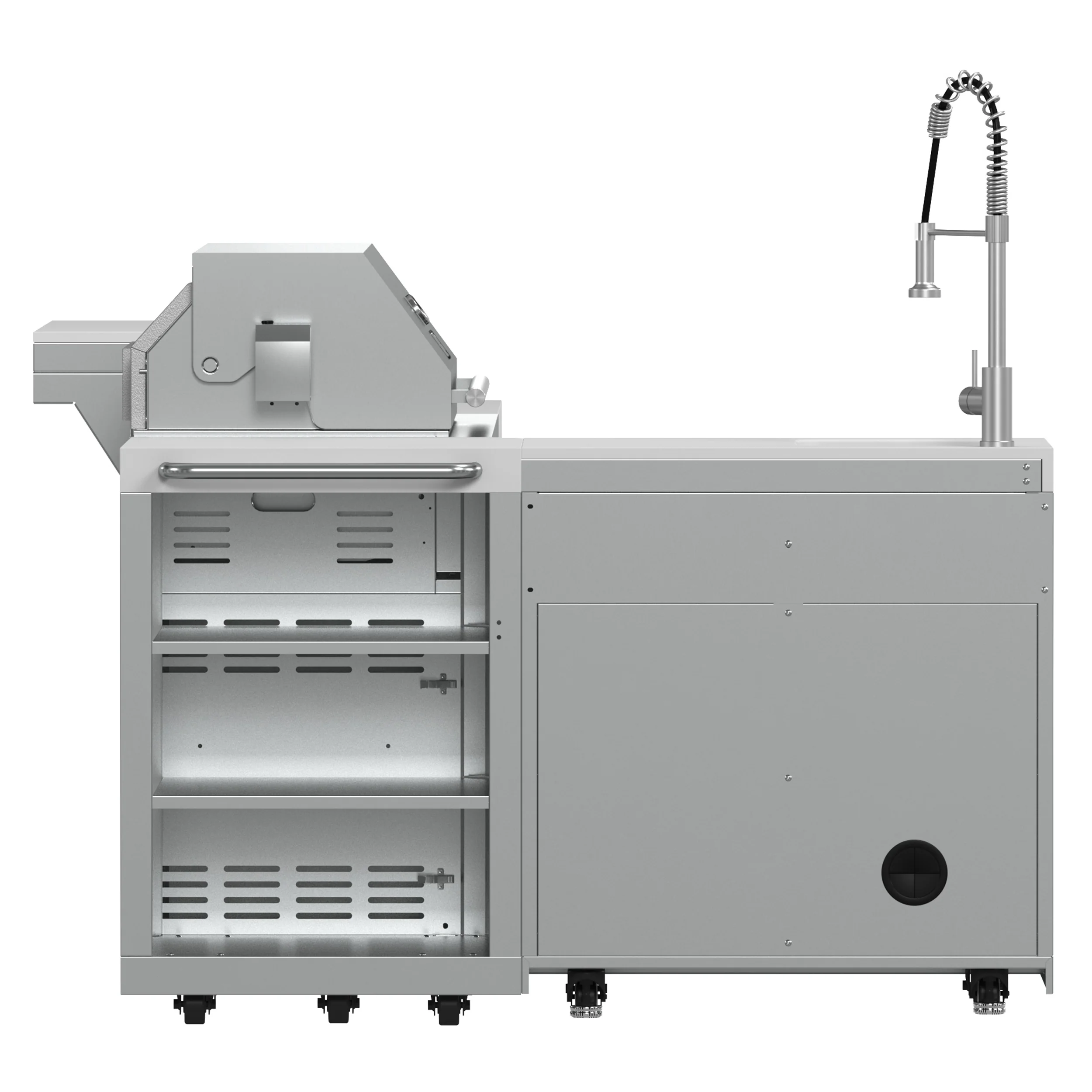 FORNO Bulnes 40-Inch BBQ, 95,000 BTU, 5 Burners, Sear & Rotisserie Infrared with Side Burner, Stainless Steel Outdoor Kitchen with 1.8 cu.ft. Beverage Center & White Sintered Stone Countertops - Image 6