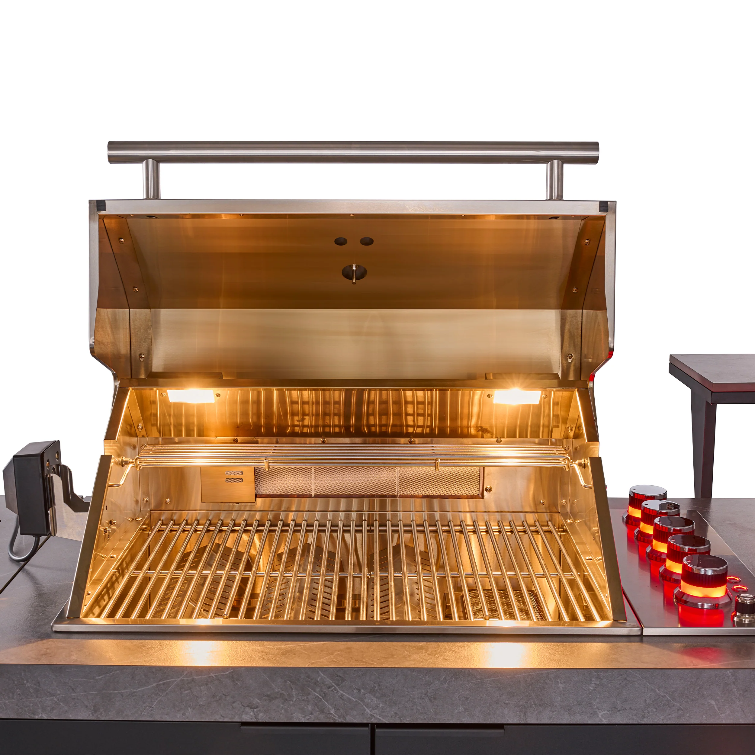 Forno Rimini Outdoor Kitchen 30" BBQ 62,600 BTU, 3 Burners with Sear & Rotisserie, 2.4 cu.ft. Beverage Center, Stainless Steel Sink, Black Cabinets & Gray Sintered Stone Countertop - Image 10