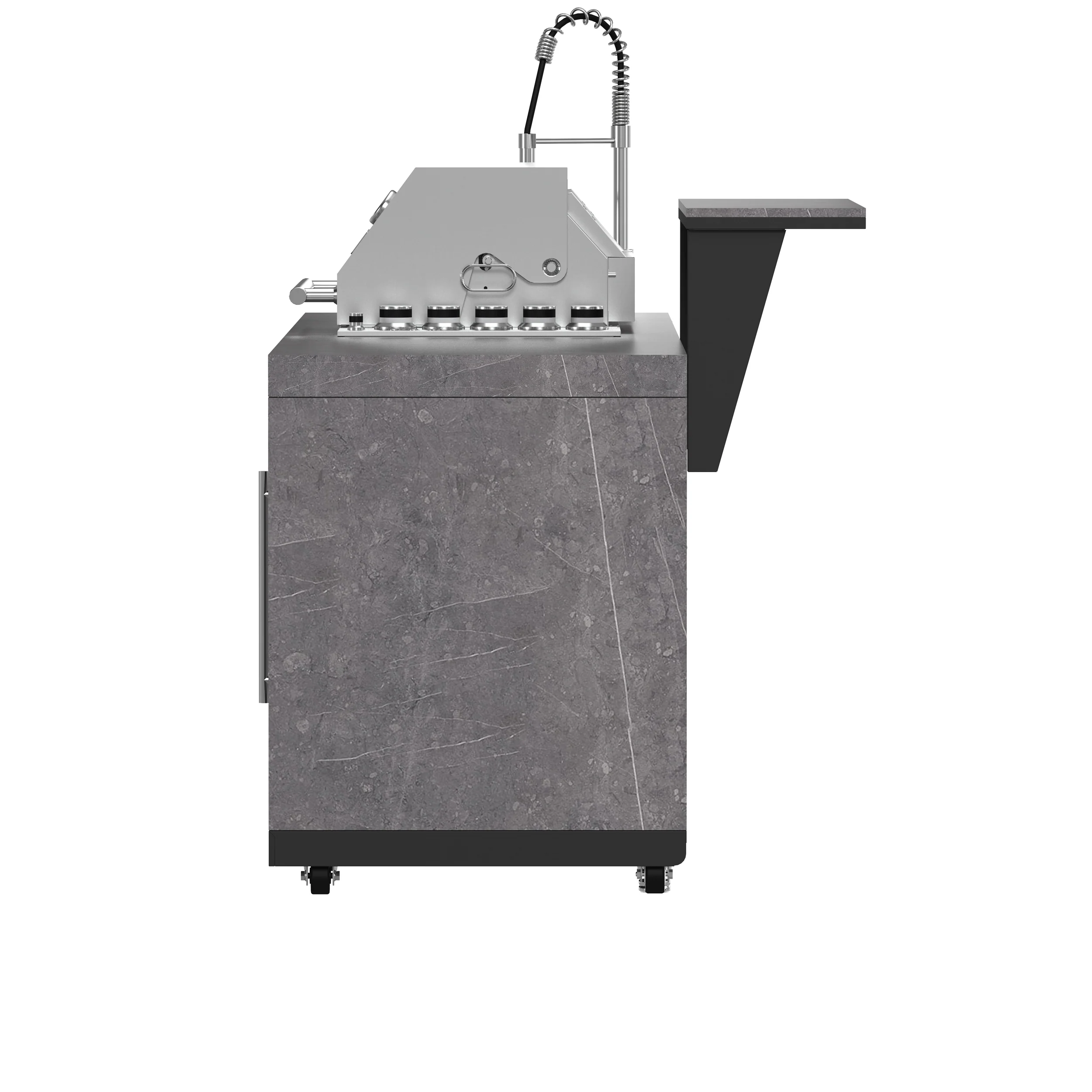 Forno Rimini Outdoor Kitchen 30" BBQ 62,600 BTU, 3 Burners with Sear & Rotisserie, 2.4 cu.ft. Beverage Center, Stainless Steel Sink, Black Cabinets & Gray Sintered Stone Countertop - Image 12