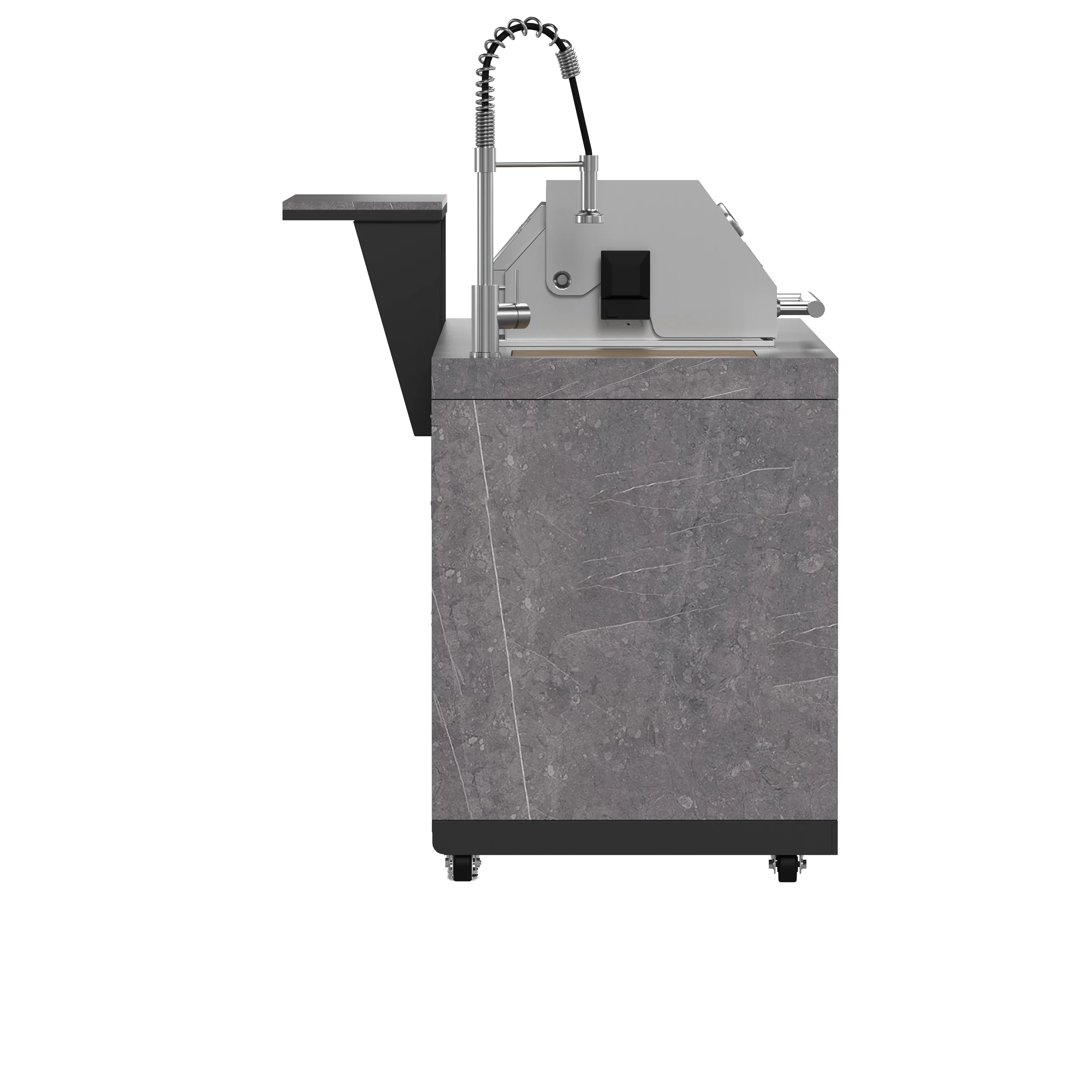 Forno Rimini Outdoor Kitchen 30" BBQ 62,600 BTU, 3 Burners with Sear & Rotisserie, 2.4 cu.ft. Beverage Center, Stainless Steel Sink, Black Cabinets & Gray Sintered Stone Countertop - Image 13