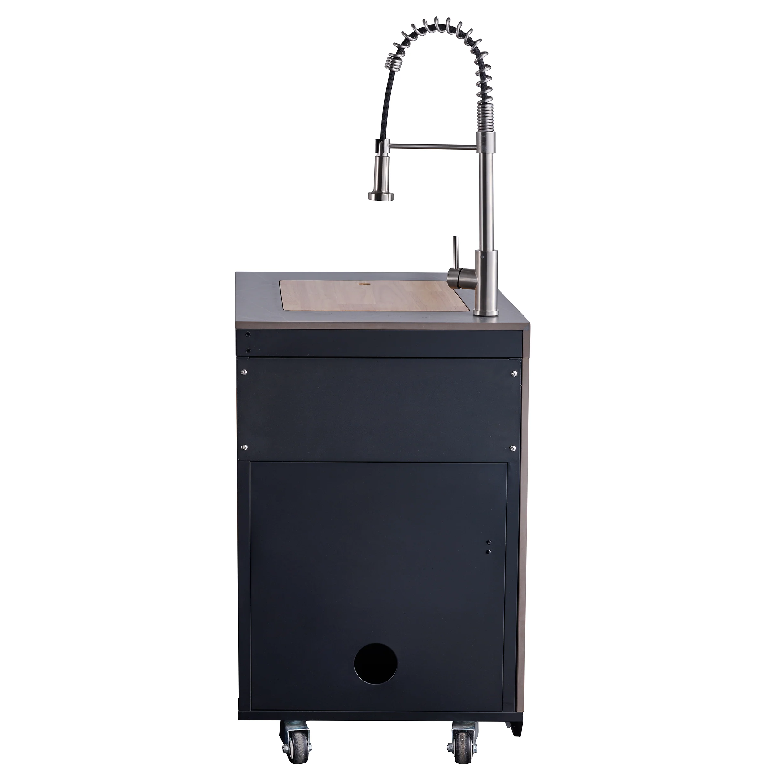 Forno Rimini Outdoor Kitchen 30" BBQ 62,600 BTU, 3 Burners with Sear & Rotisserie, 2.4 cu.ft. Beverage Center, Stainless Steel Sink, Black Cabinets & Gray Sintered Stone Countertop - Image 14