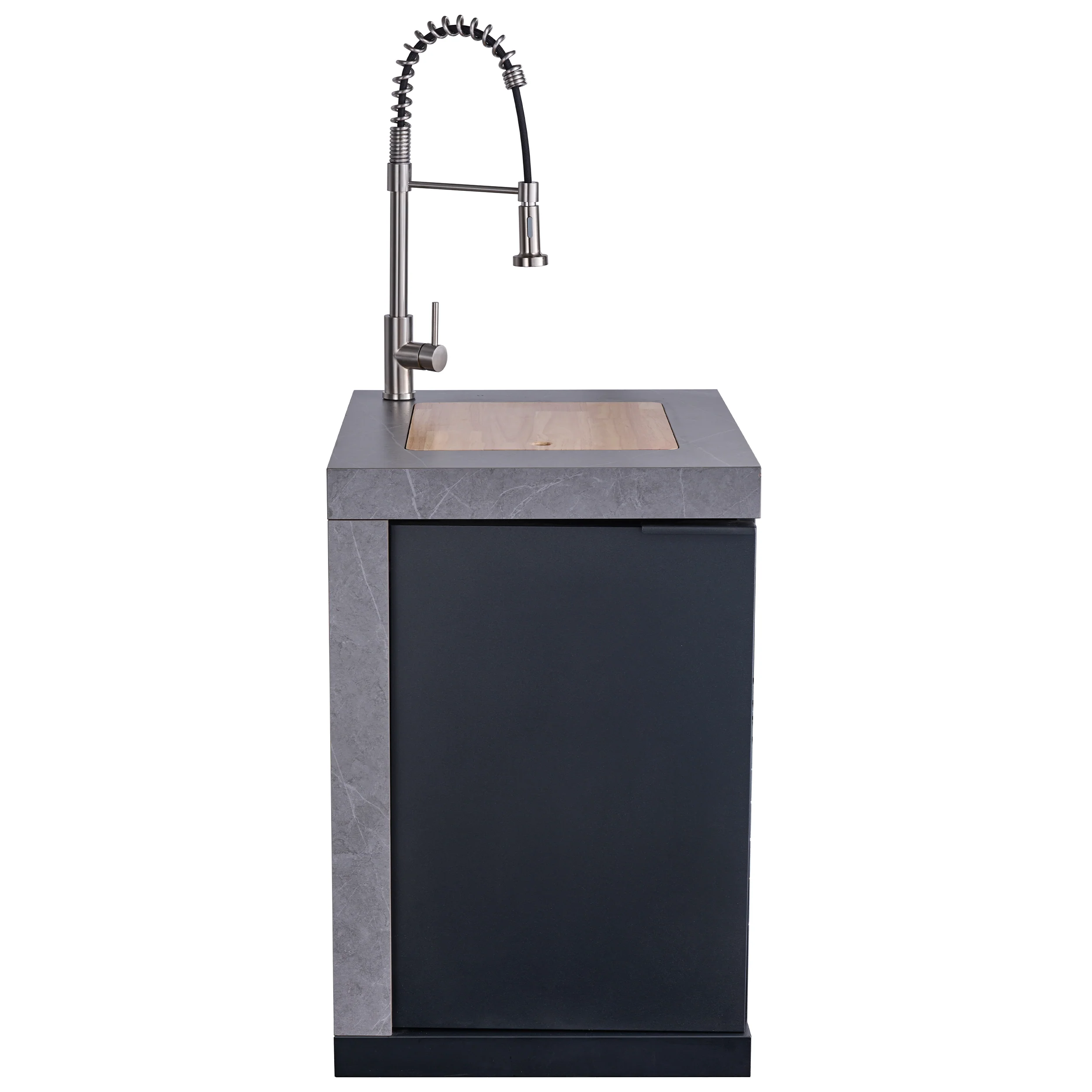 Forno Rimini Outdoor Kitchen 30" BBQ 62,600 BTU, 3 Burners with Sear & Rotisserie, 2.4 cu.ft. Beverage Center, Stainless Steel Sink, Black Cabinets & Gray Sintered Stone Countertop - Image 15
