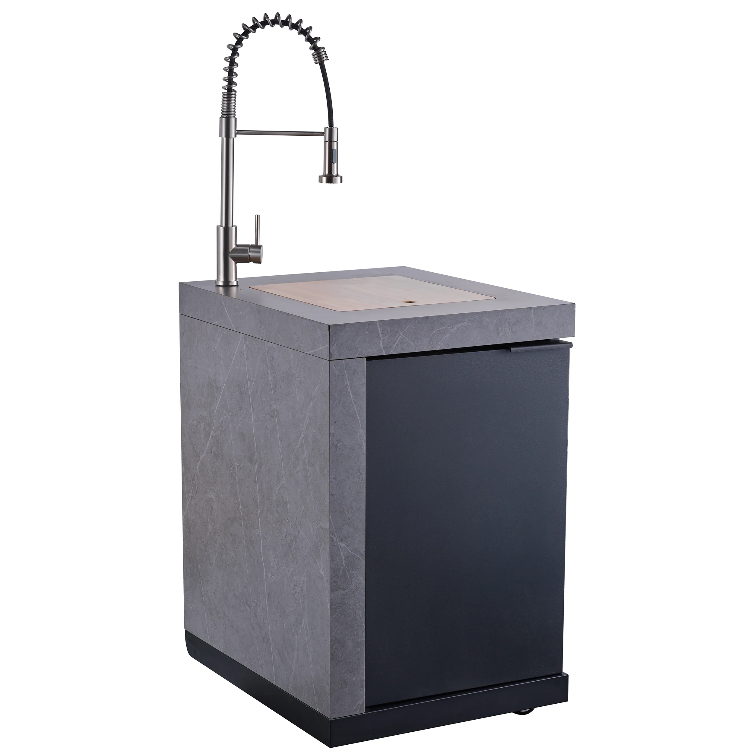 Forno Rimini Outdoor Kitchen 30" BBQ 62,600 BTU, 3 Burners with Sear & Rotisserie, 2.4 cu.ft. Beverage Center, Stainless Steel Sink, Black Cabinets & Gray Sintered Stone Countertop - Image 16