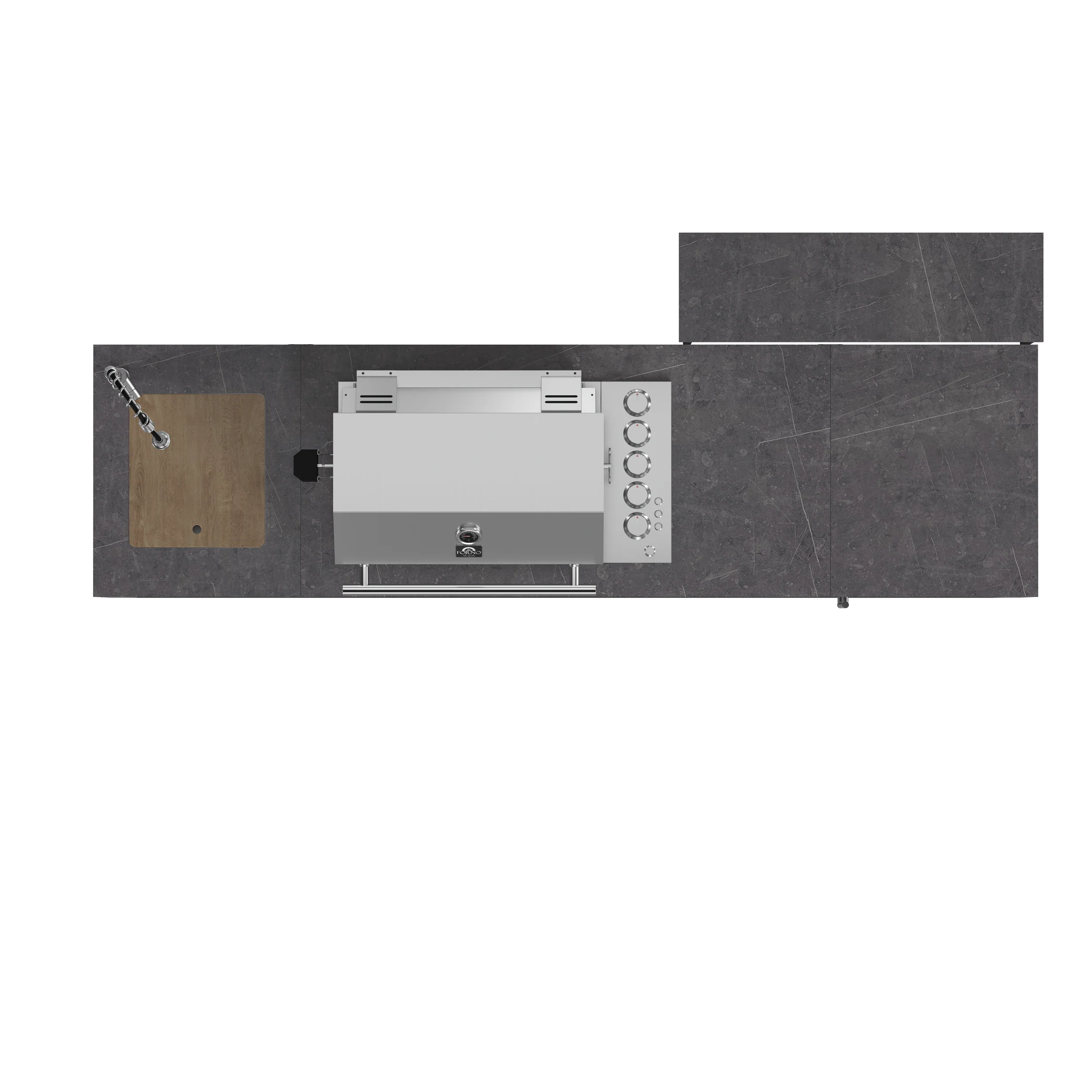 Forno Rimini Outdoor Kitchen 30" BBQ 62,600 BTU, 3 Burners with Sear & Rotisserie, 2.4 cu.ft. Beverage Center, Stainless Steel Sink, Black Cabinets & Gray Sintered Stone Countertop - Image 4