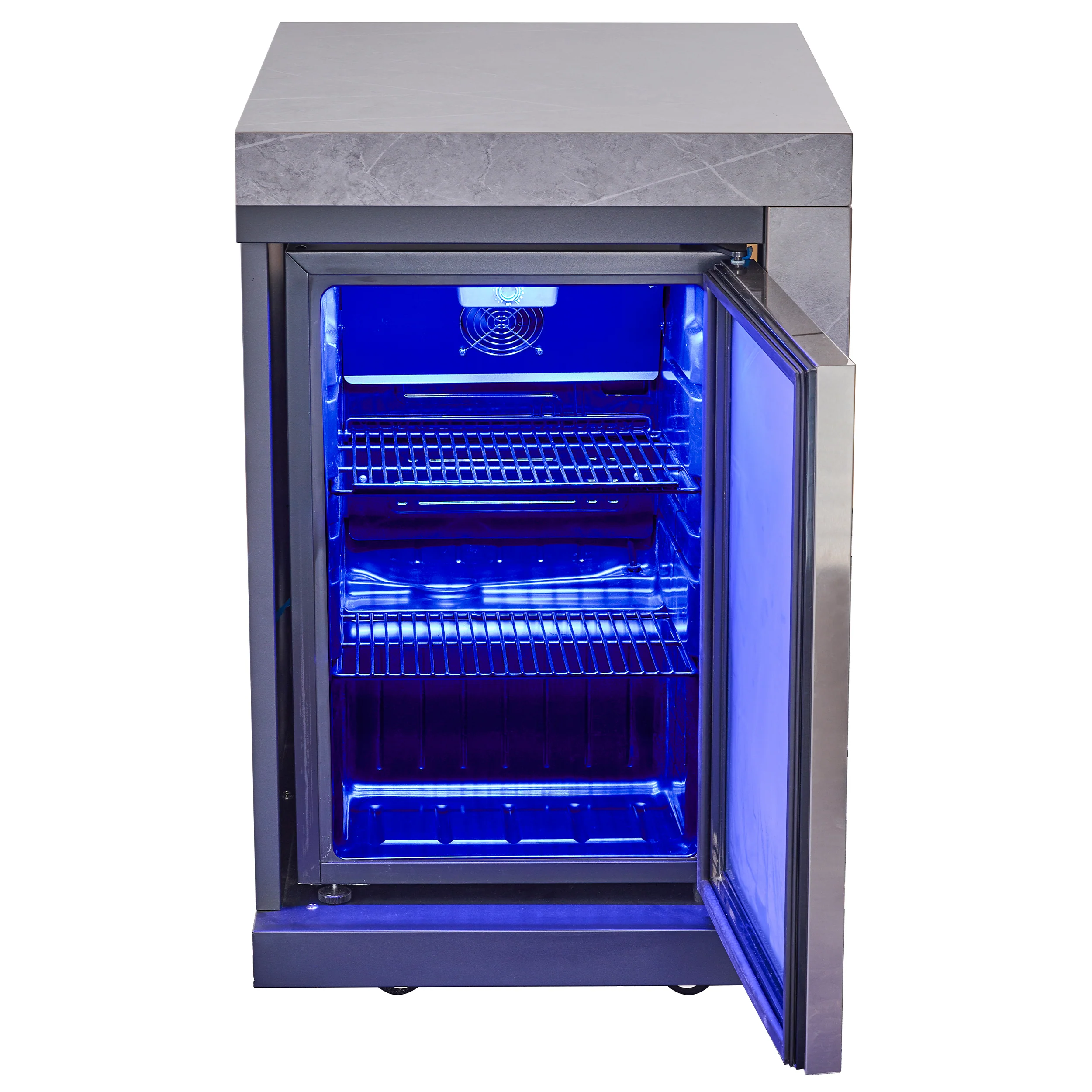 Forno Rimini Outdoor Kitchen 30" BBQ 62,600 BTU, 3 Burners with Sear & Rotisserie, 2.4 cu.ft. Beverage Center, Stainless Steel Sink, Black Cabinets & Gray Sintered Stone Countertop - Image 8
