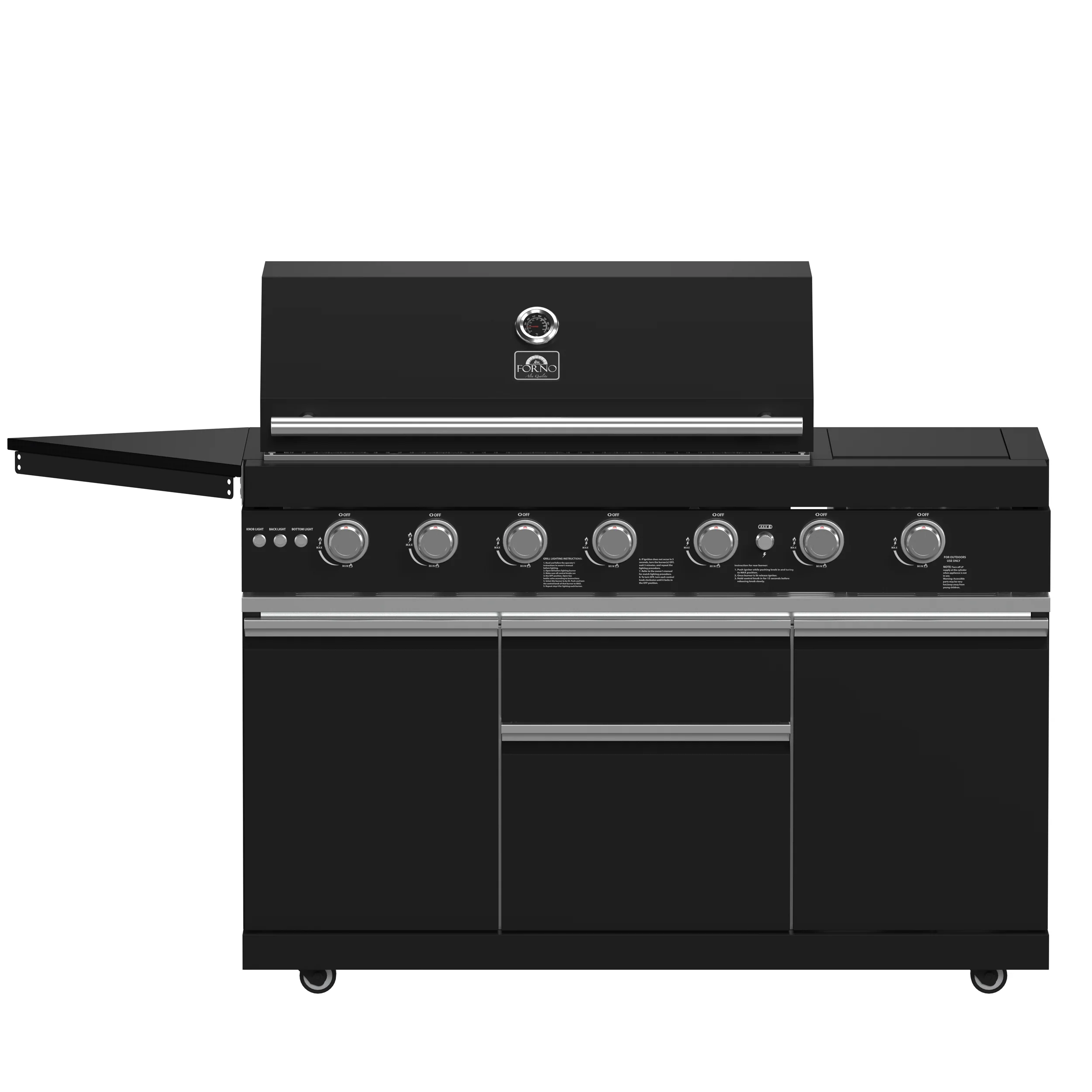 Forno All’Aperto 87,600 BTU Outdoor Kitchen, 4 Burners, Infrared Burners, Side Burner, Black Sintered Stone Countertops, Gas Pizza Oven, Sink Module, Bar & Beverage Center - Image 14