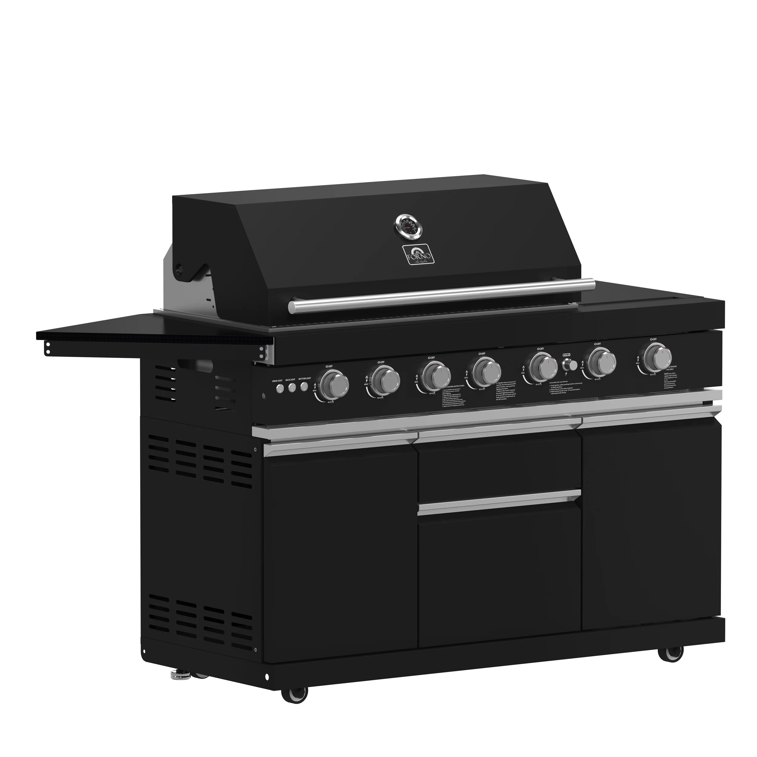 Forno All’Aperto 87,600 BTU Outdoor Kitchen, 4 Burners, Infrared Burners, Side Burner, Black Sintered Stone Countertops, Gas Pizza Oven, Sink Module, Bar & Beverage Center - Image 15