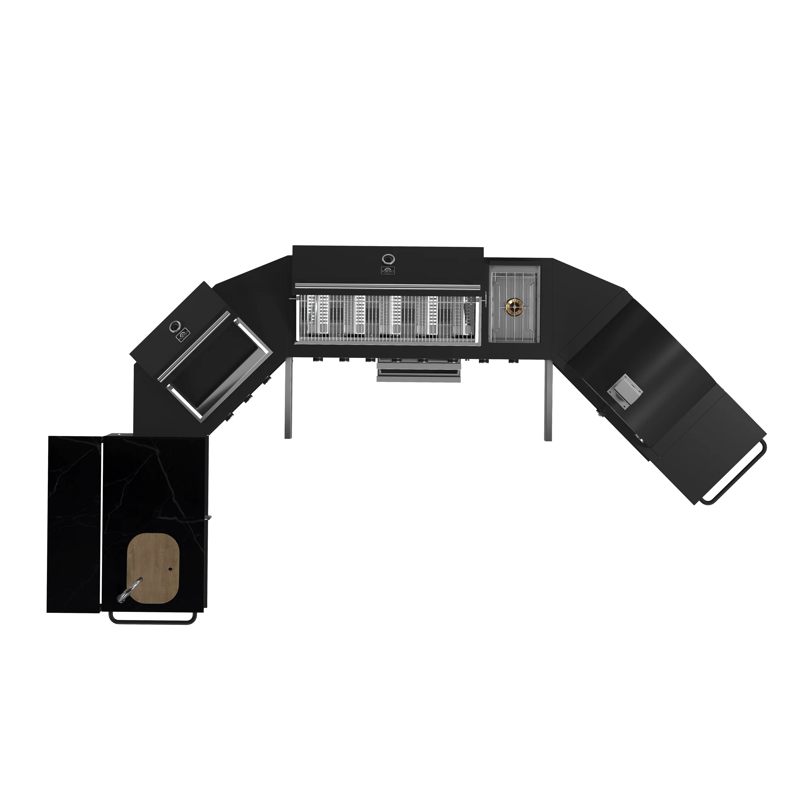 Forno All’Aperto 99,600 BTU Outdoor Kitchen, 5 Burners, Infrared Burners, Side Burner, Black Sintered Stone Countertops, Gas Pizza Oven, Sink Module, Bar & Beverage Center - Image 24