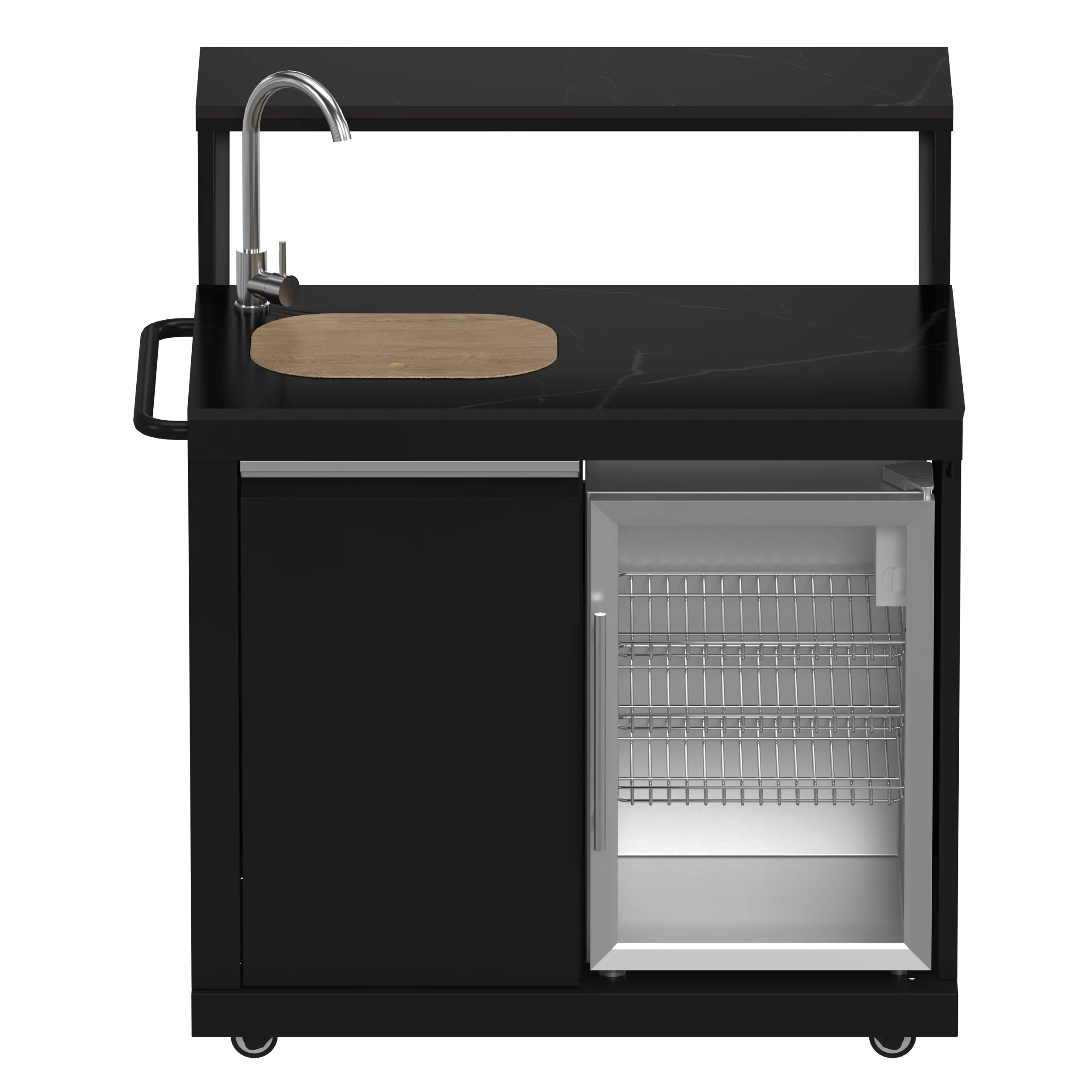 Forno All’Aperto 87,600 BTU Outdoor Kitchen, 4 Burners, Infrared Burners, Side Burner, Black Sintered Stone Countertops, Gas Pizza Oven, Sink Module, Bar & Beverage Center - Image 9