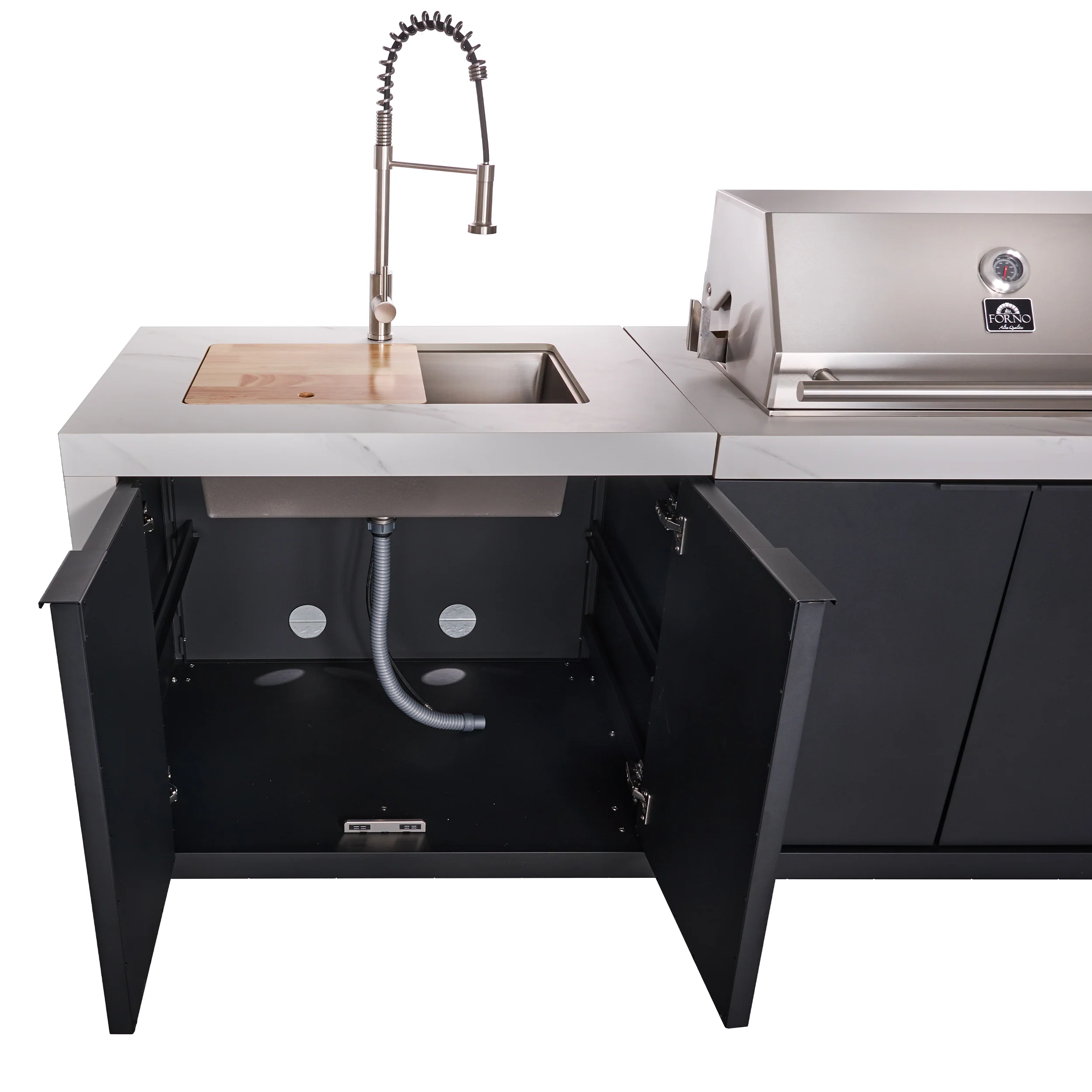 Forno Rimini Outdoor Kitchen: 30" BBQ 62,600 BTU, 4.8 cu.ft. Refrigerators, White Countertops - Image 19