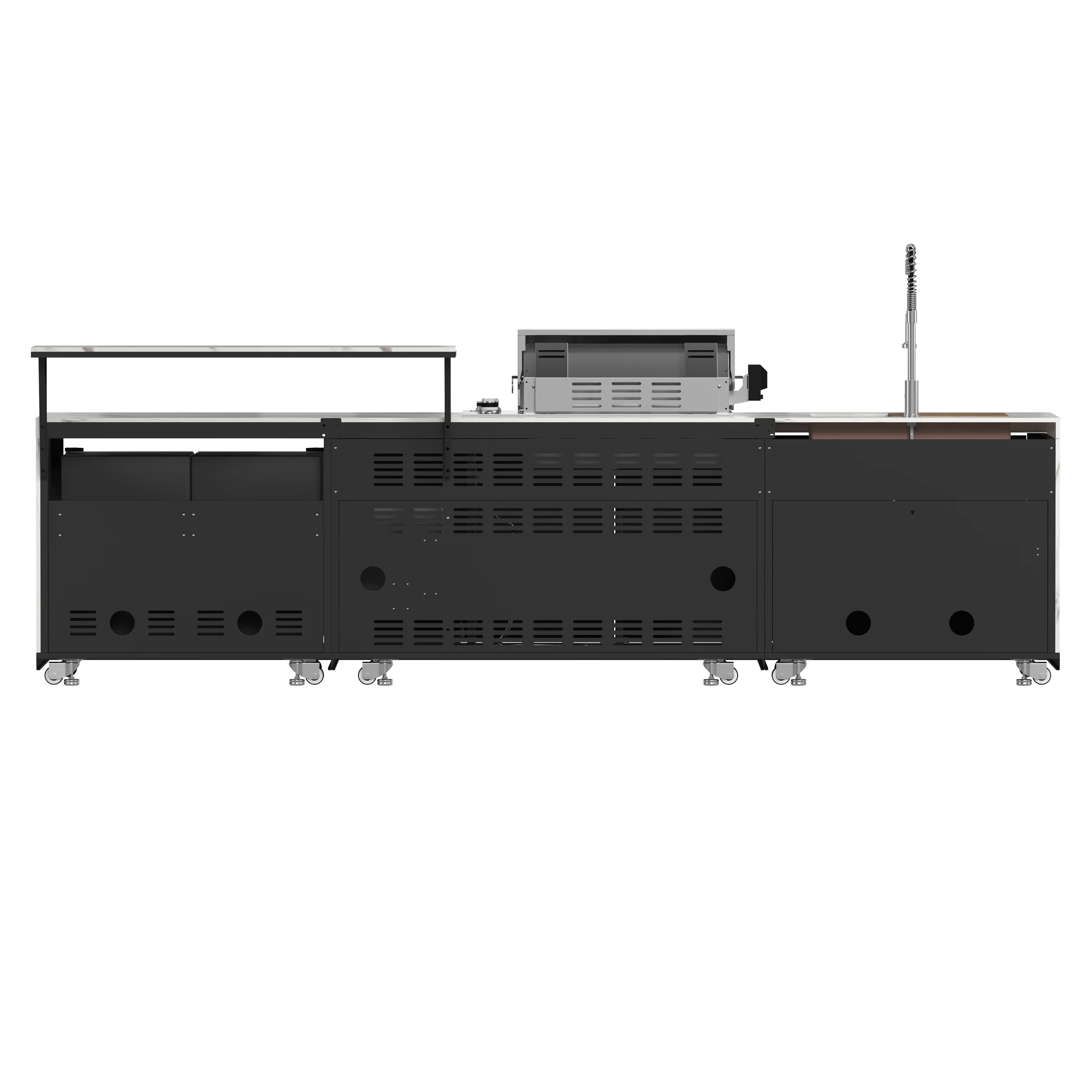 Forno Rimini Outdoor Kitchen: 30" BBQ 62,600 BTU, 4.8 cu.ft. Refrigerators, White Countertops - Image 23
