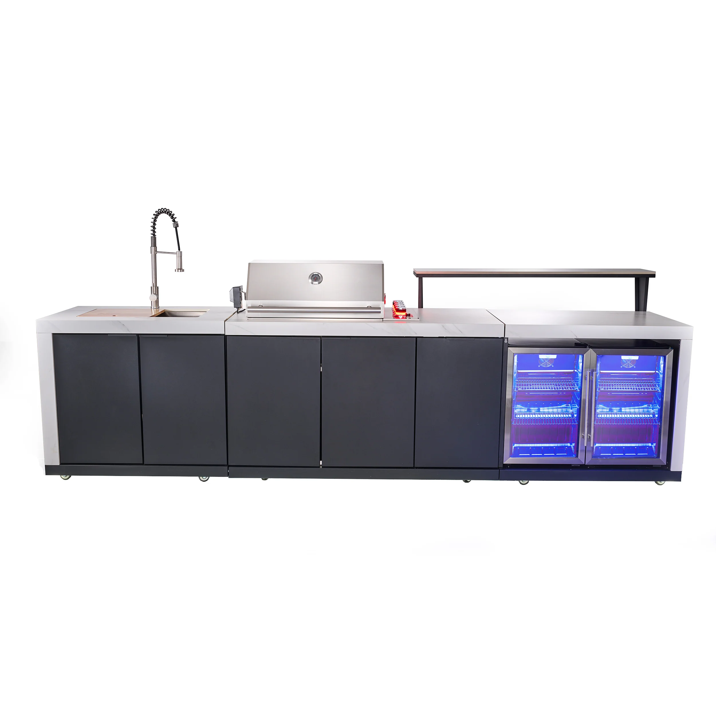 Forno Rimini Outdoor Kitchen: 30" BBQ 62,600 BTU, 4.8 cu.ft. Refrigerators, White Countertops - Image 3