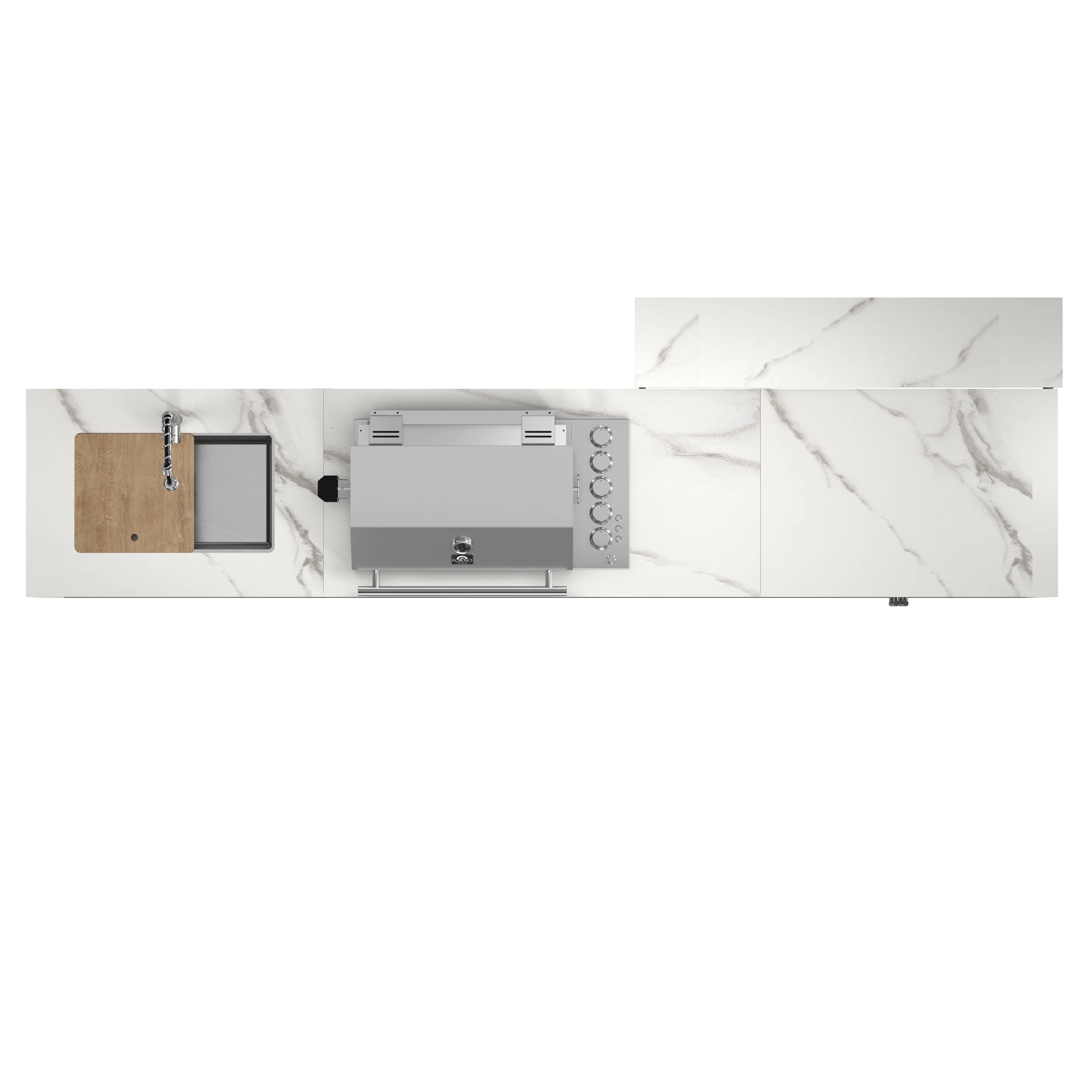 Forno Rimini Outdoor Kitchen: 30" BBQ 62,600 BTU, 4.8 cu.ft. Refrigerators, White Countertops - Image 4