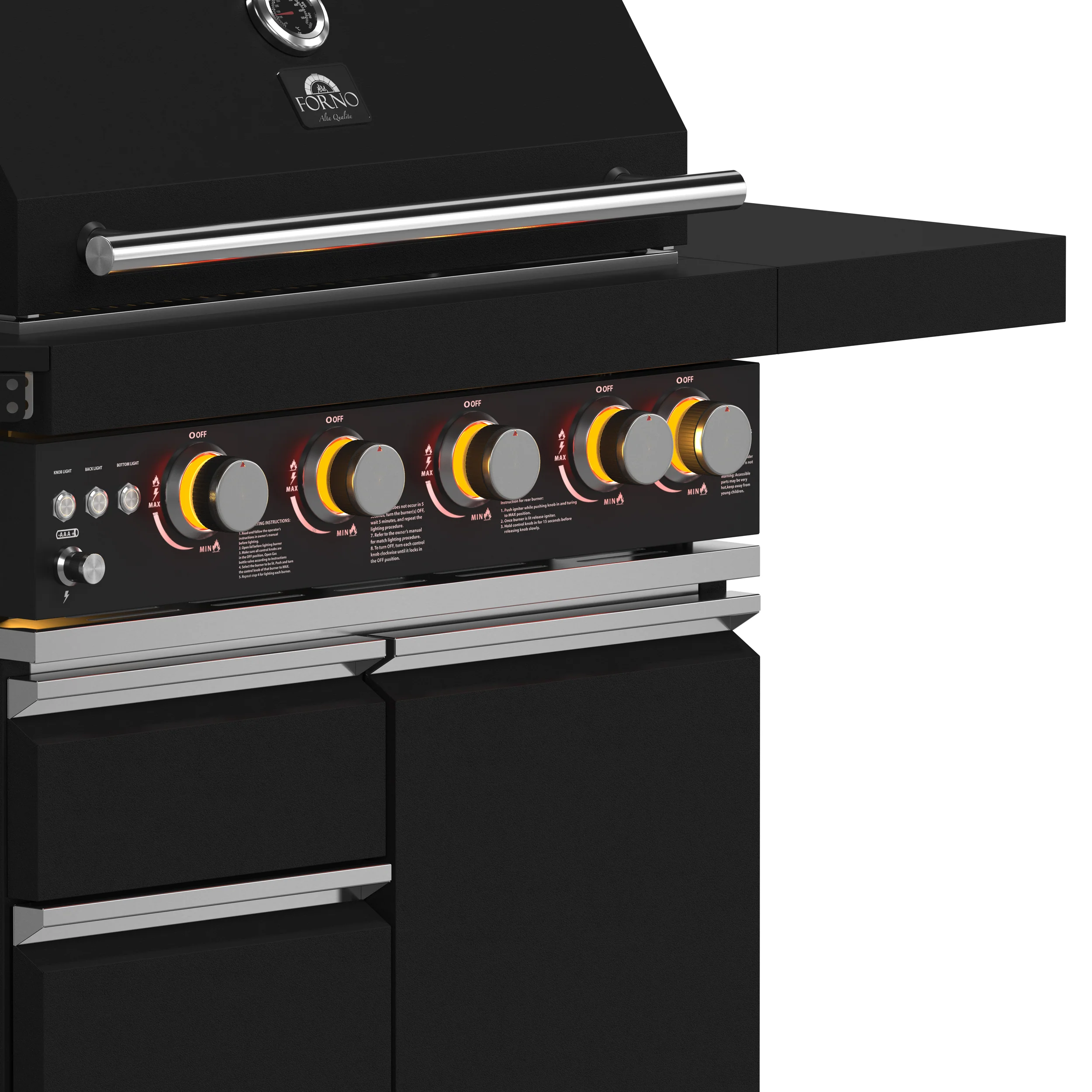 Forno All’Aperto 62,600 BTU BBQ, 3 Stainless Steel Burners, Infrared Burners, Sink Module, Black Sintered Stone Countertops, Bar and Beverage Center - Image 15