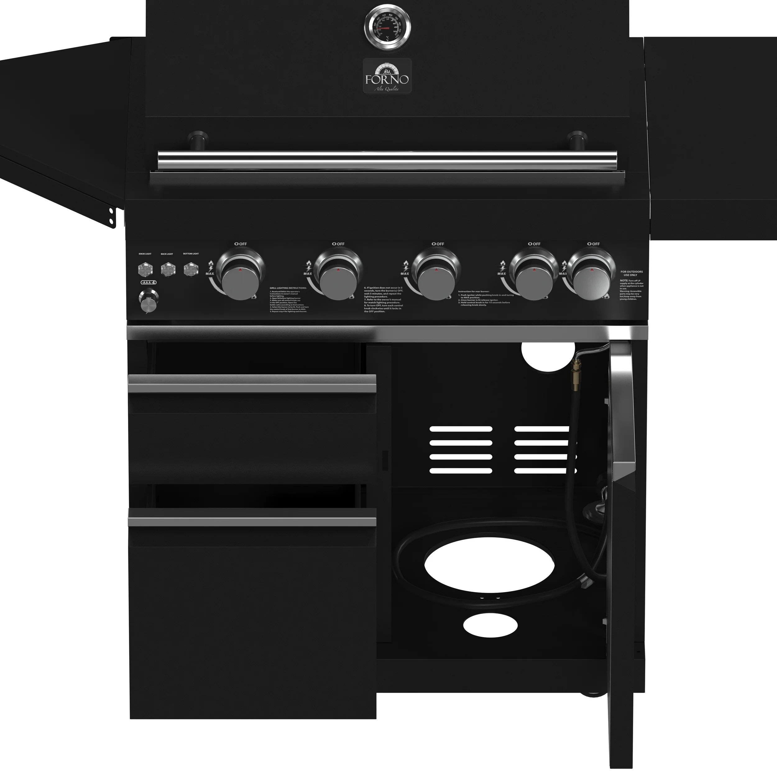 Forno All’Aperto 62,600 BTU BBQ, 3 Stainless Steel Burners, Infrared Burners, Sink Module, Black Sintered Stone Countertops, Bar and Beverage Center - Image 16