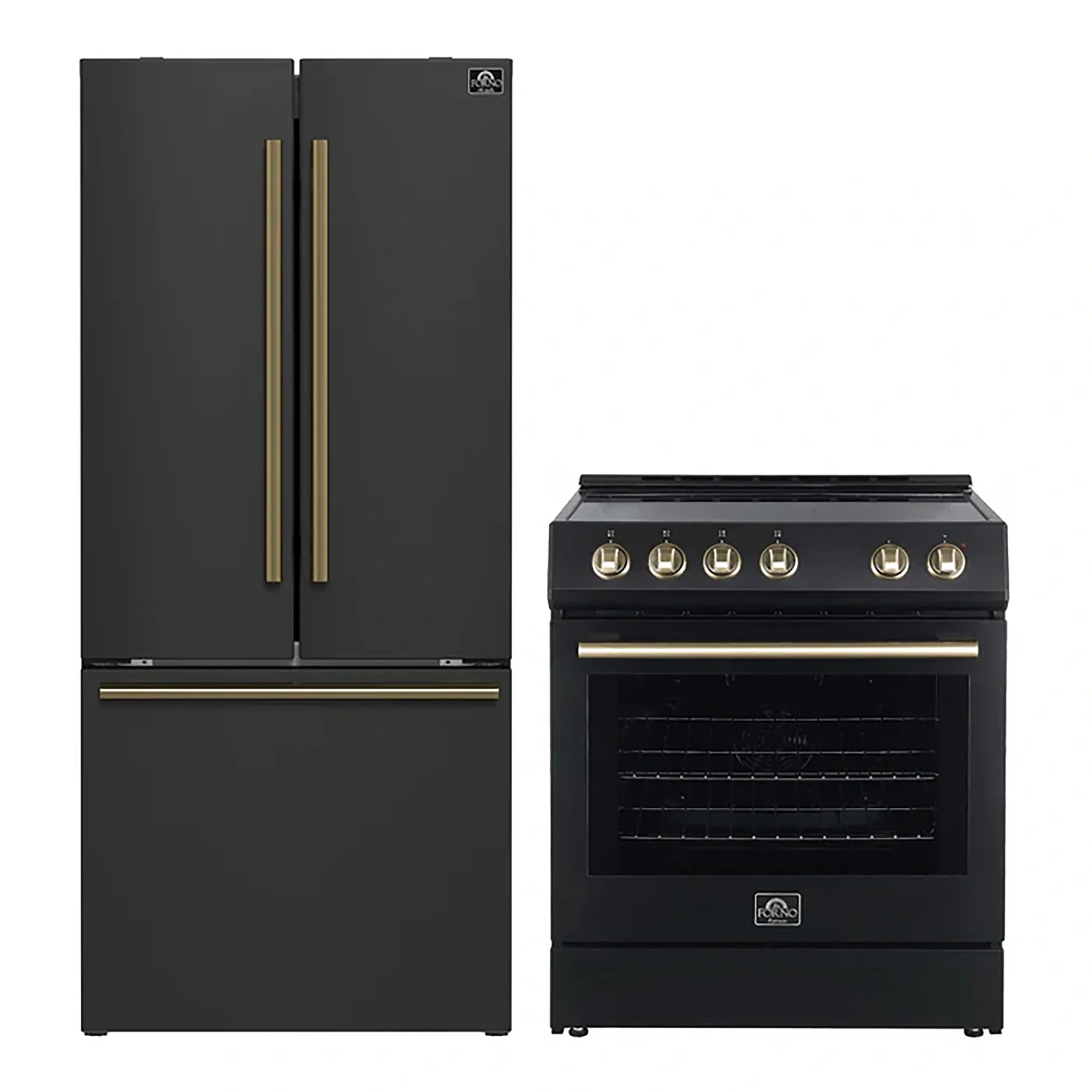 FORNO 2-Piece Black Kitchen Bundle - 30" Electric Range and 31" Bottom Freezer Refrigerator - Image 2