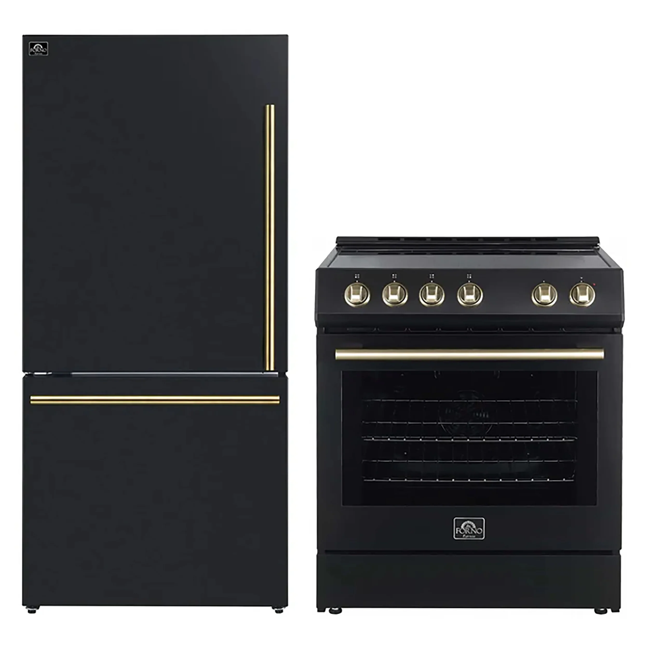 FORNO 2-Piece Black Kitchen Bundle - 30" Electric Range and 31" Bottom Freezer Refrigerator - Image 2