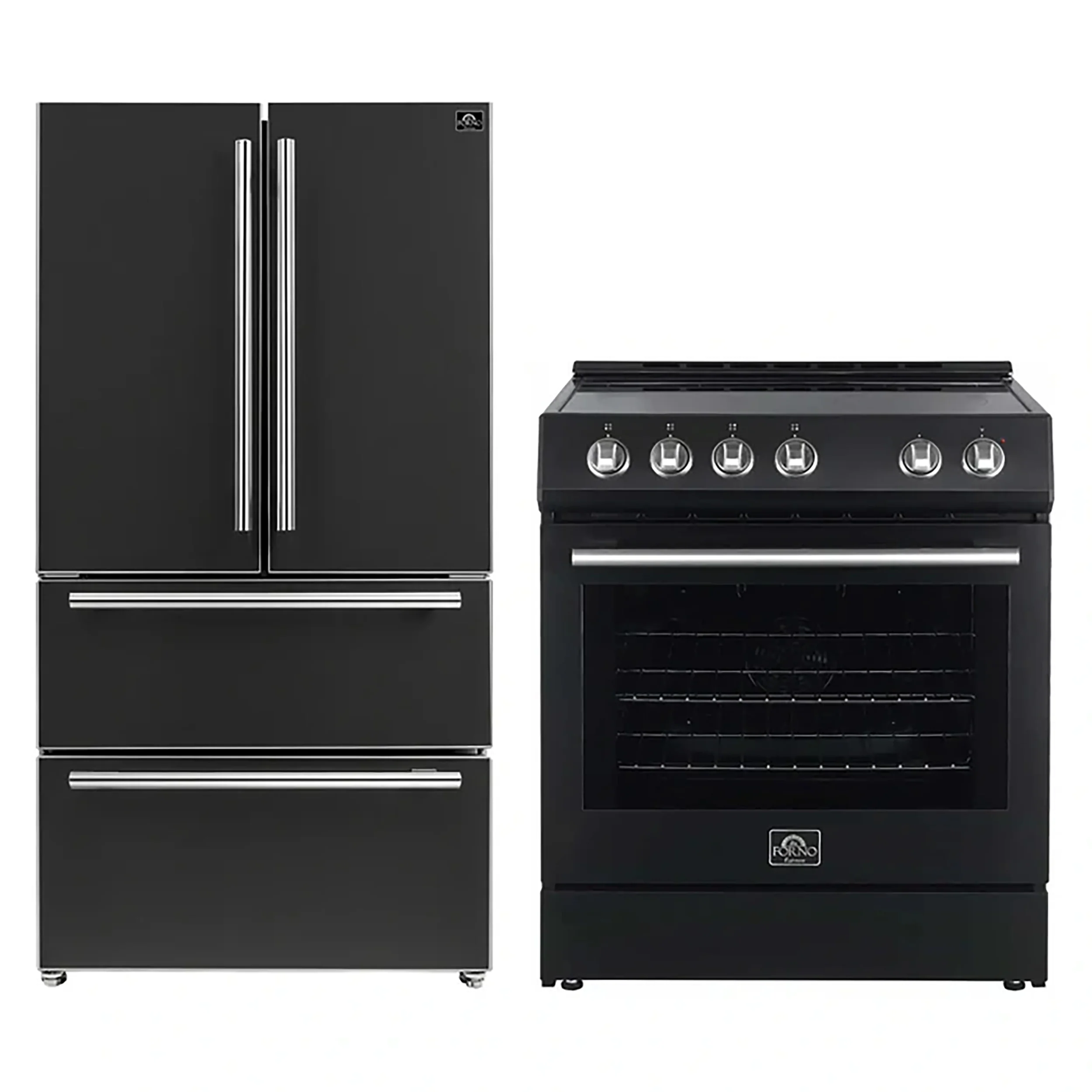 FORNO 2-Piece Black Kitchen Bundle - 30" Electric Range and 36" Bottom Freezer Refrigerator - Image 2