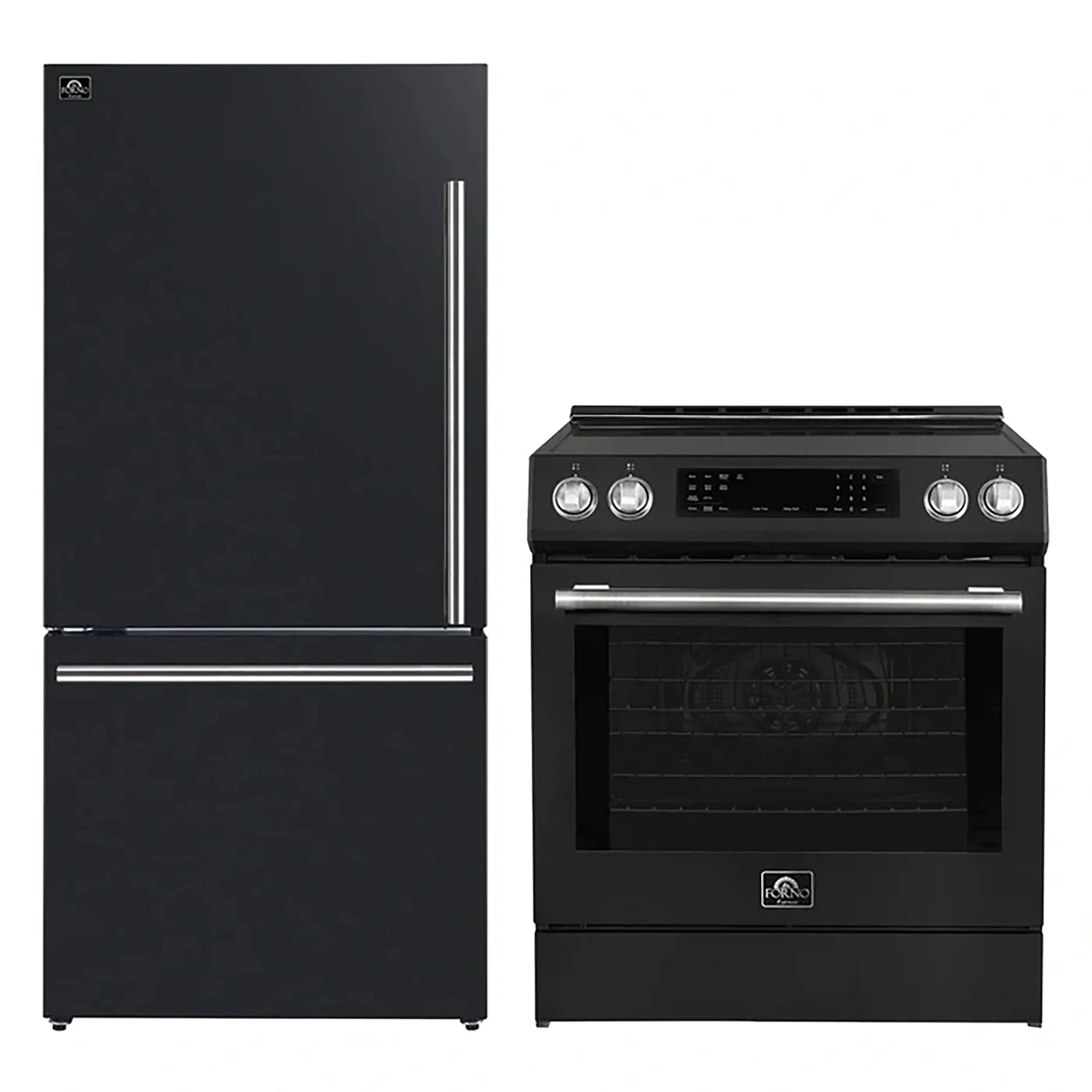 FORNO 2-Piece Black Kitchen Bundle - 30" Induction Range and 31" Bottom Freezer Refrigerator - Image 2