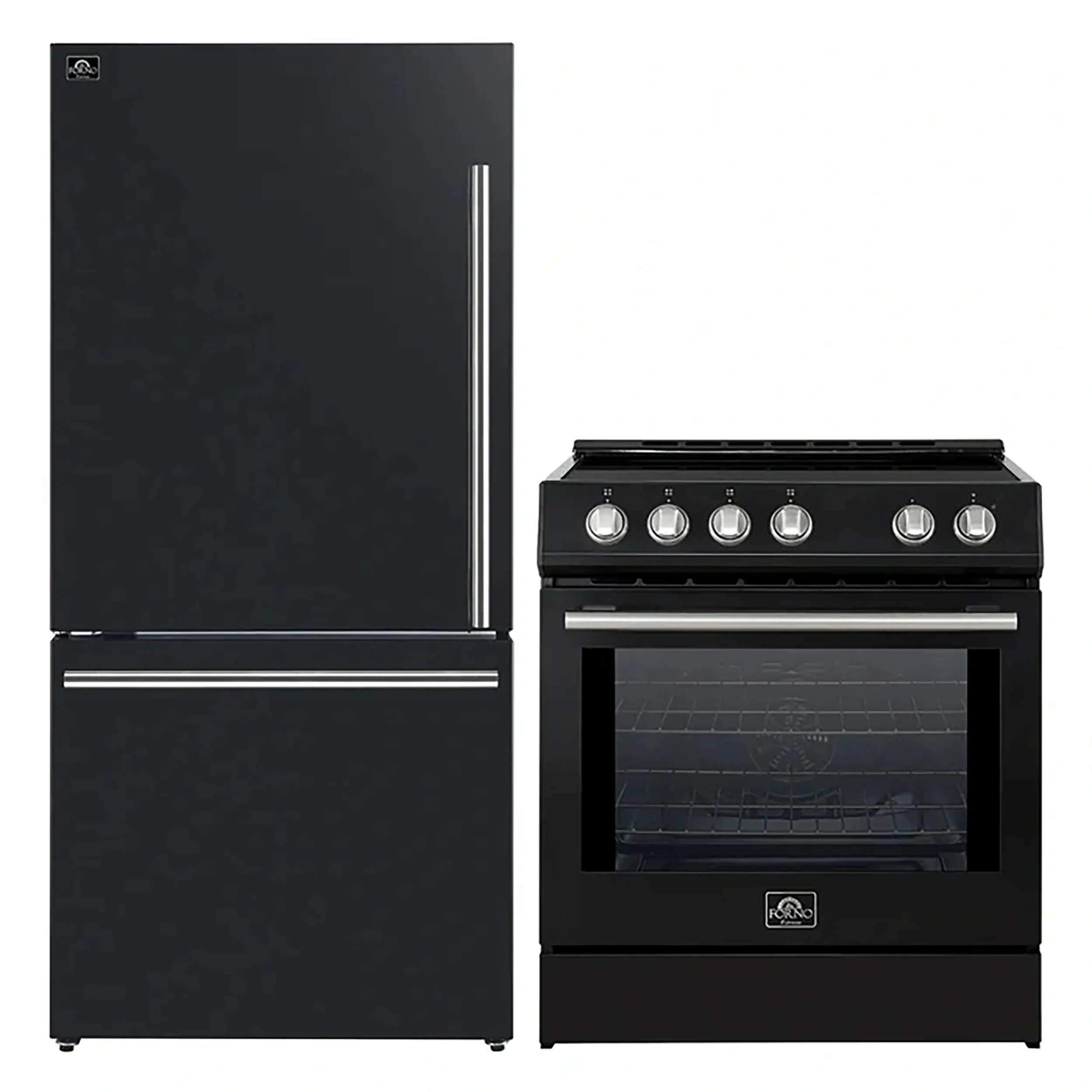 FORNO 2-Piece Black Kitchen Bundle - 30" Induction Range and 31" Bottom Freezer Refrigerator - Image 2
