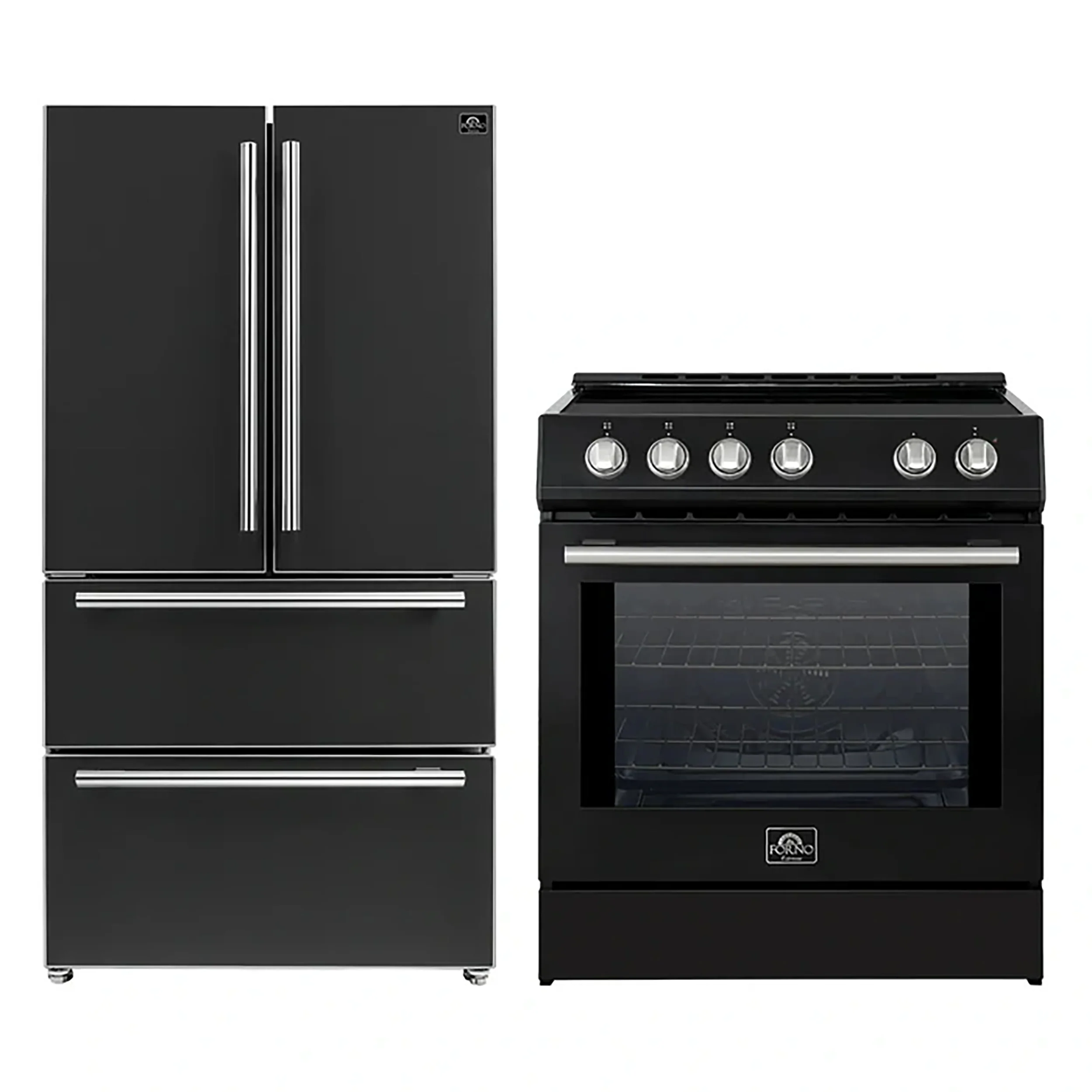 FORNO 2-Piece Black Kitchen Bundle - 30" Induction Range and 36" Bottom Freezer Refrigerator - Image 2
