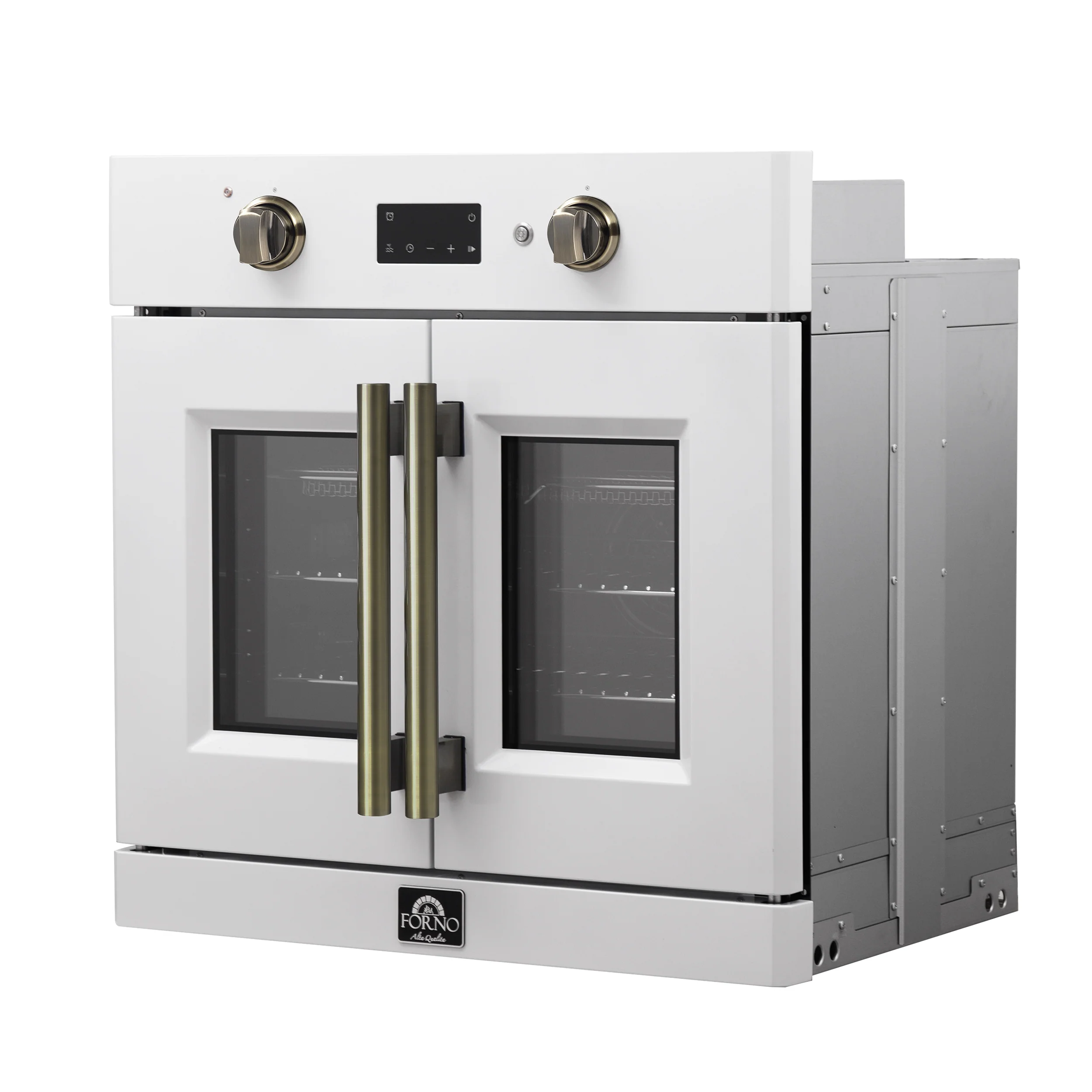 Forno Asti 30-Inch French Door Electric Wall Oven in White & Antique Brass, 3.68 cu. ft. True Convection, 3,600W, Air Fry, Sous Vide, Self-Clean - Image 4