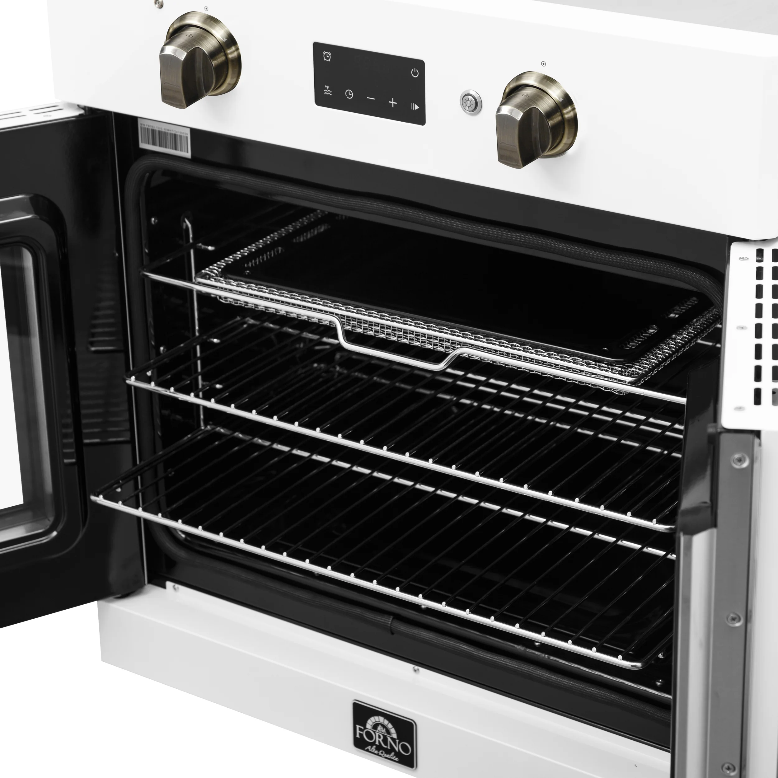Forno Asti 30-Inch French Door Electric Wall Oven in White & Antique Brass, 3.68 cu. ft. True Convection, 3,600W, Air Fry, Sous Vide, Self-Clean - Image 8