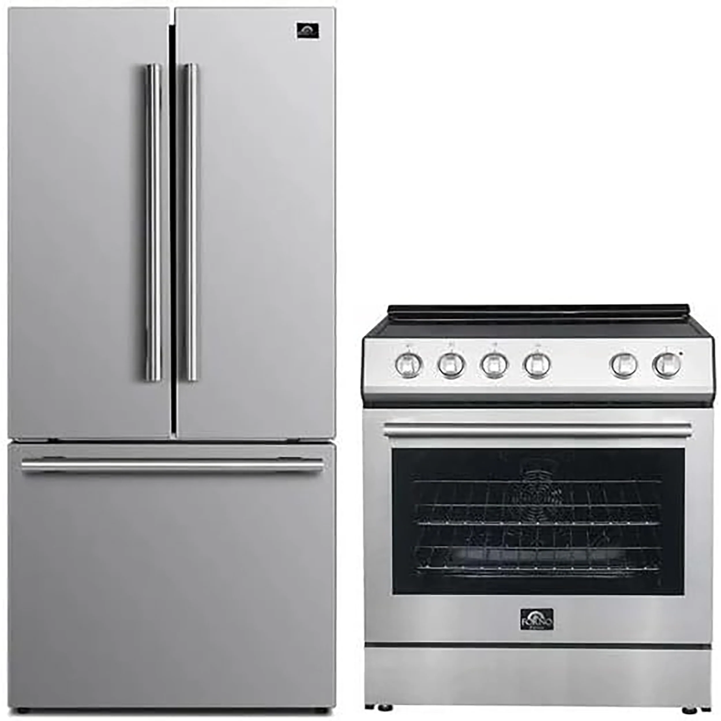 FORNO 2-Piece SS Kitchen Bundle - 30" Electric Range and 31" Bottom Freezer Refrigerator