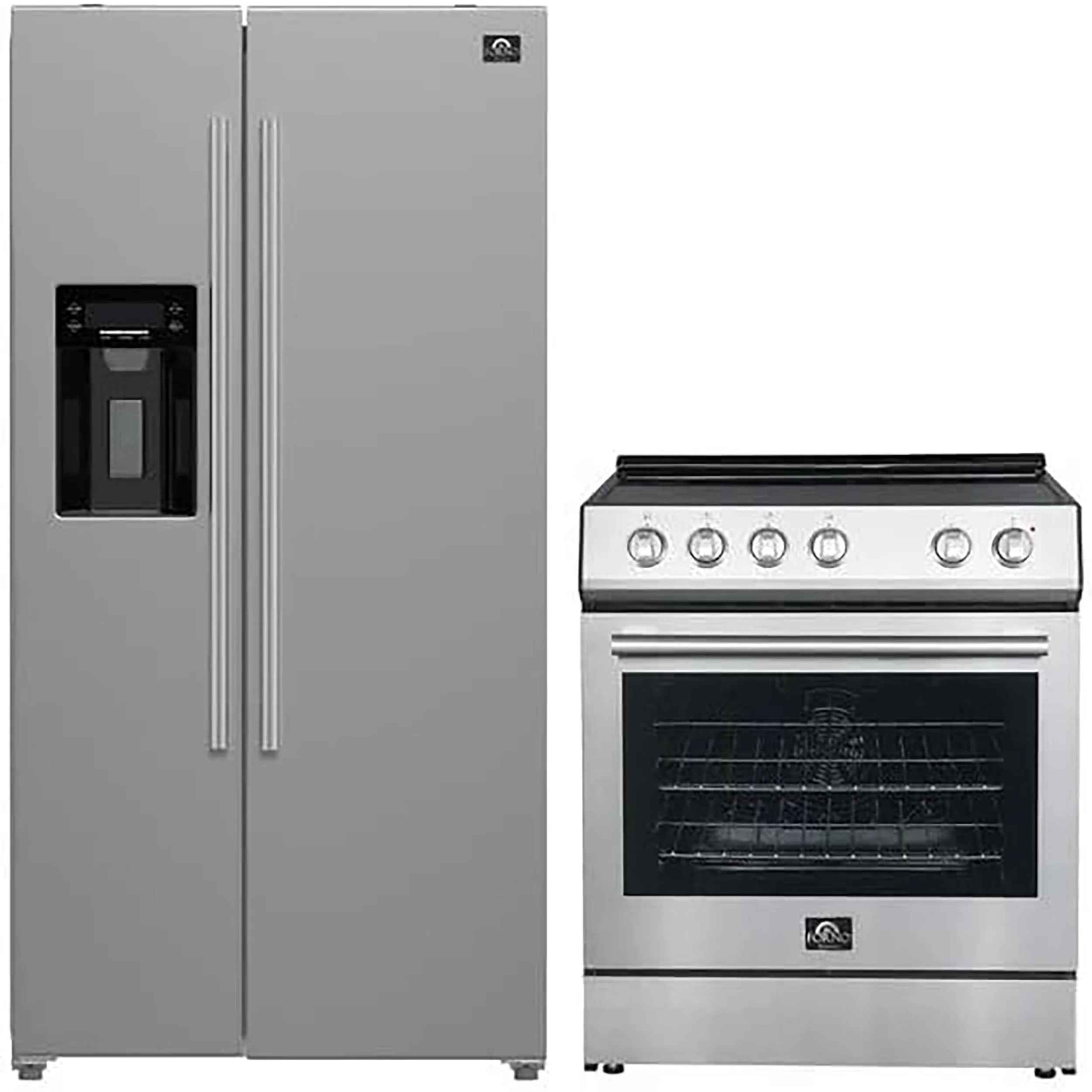 FORNO 2-Piece SS Kitchen Bundle - 30" Electric Range and 36" Bottom Freezer Refrigerator