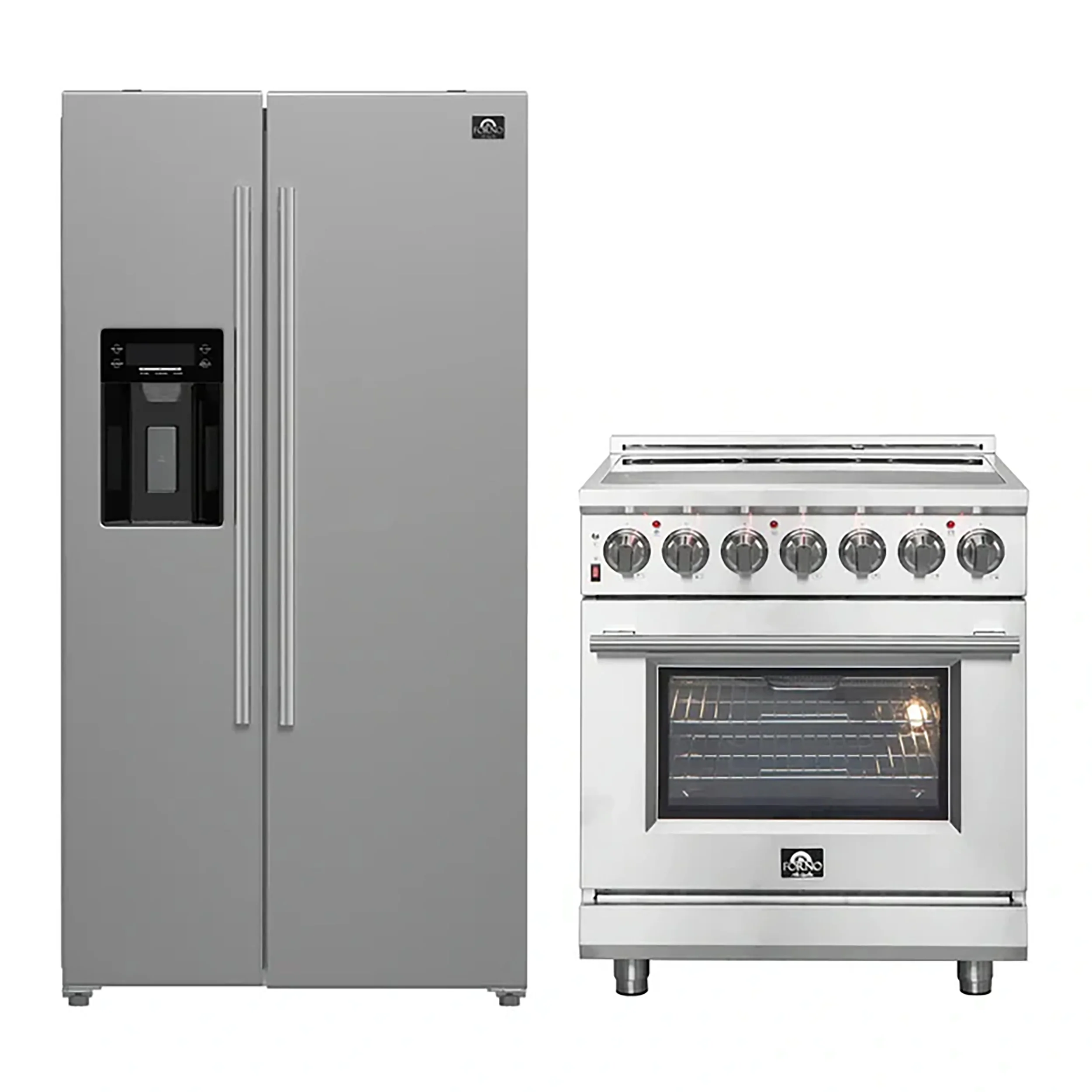 FORNO 2-Piece SS Kitchen Bundle - 30" Electric Range and 36" Bottom Freezer Refrigerator