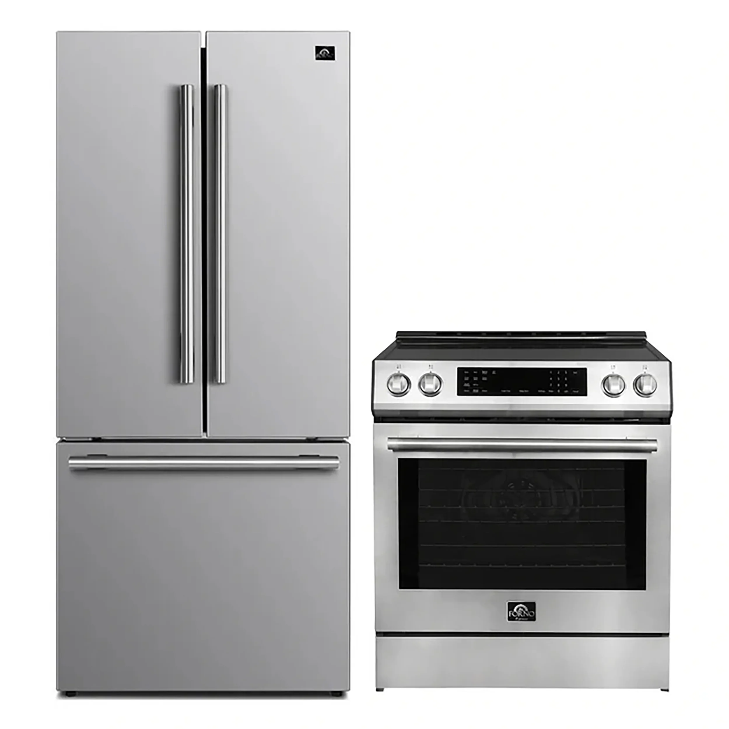 FORNO 2-Piece SS Kitchen Bundle - 30" Induction Range and 31" Bottom Freezer Refrigerator