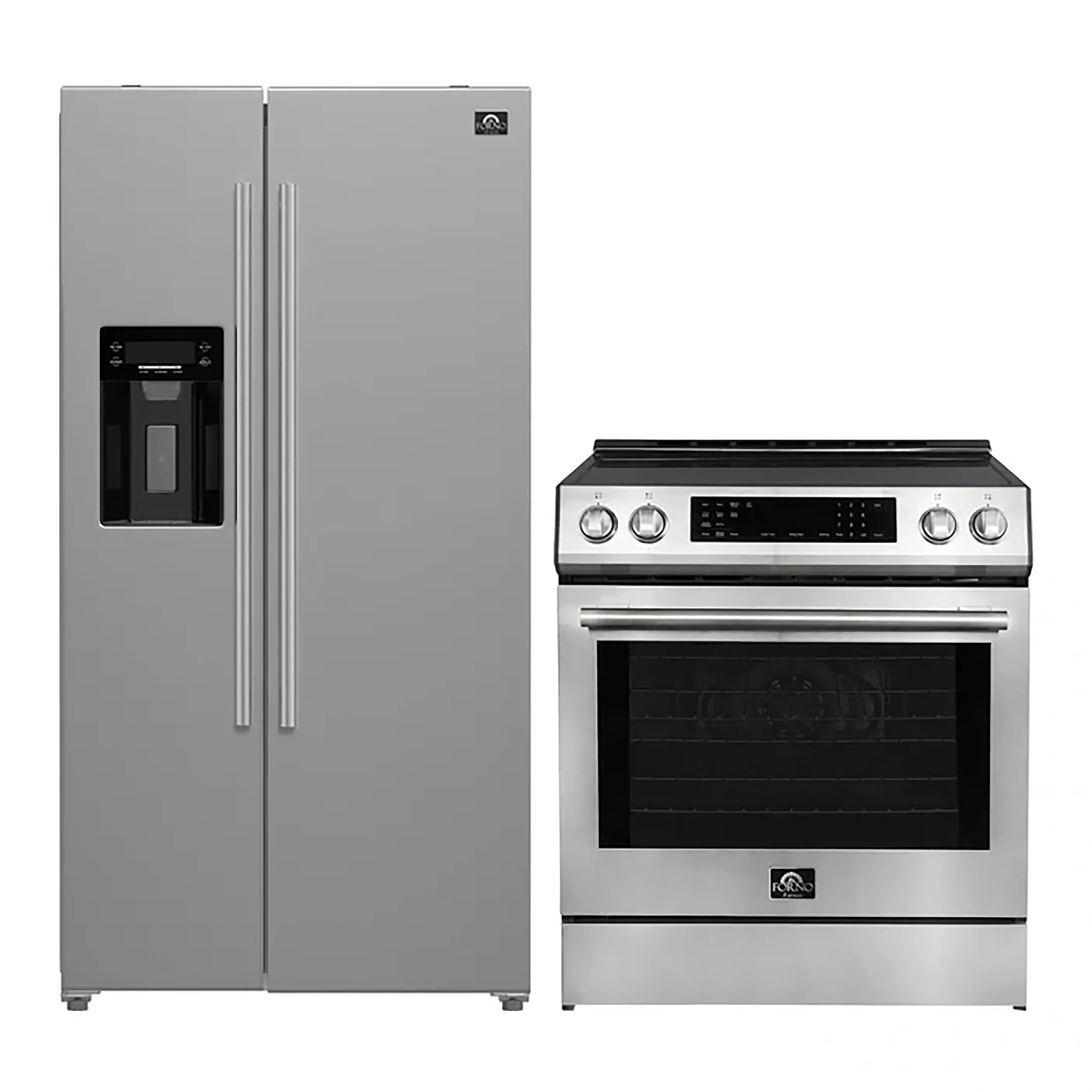 FORNO 2-Piece SS Kitchen Bundle - 30" Induction Range and 36" Bottom Freezer Refrigerator