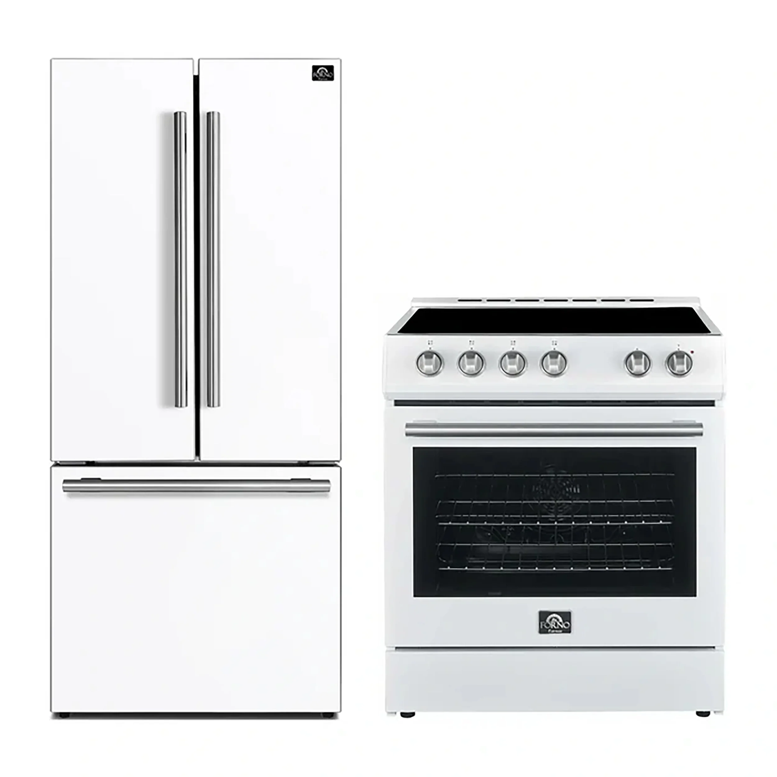 FORNO 2-Piece White Kitchen Bundle - 30" Electric Range and 31" Bottom Freezer Refrigerator - Image 2
