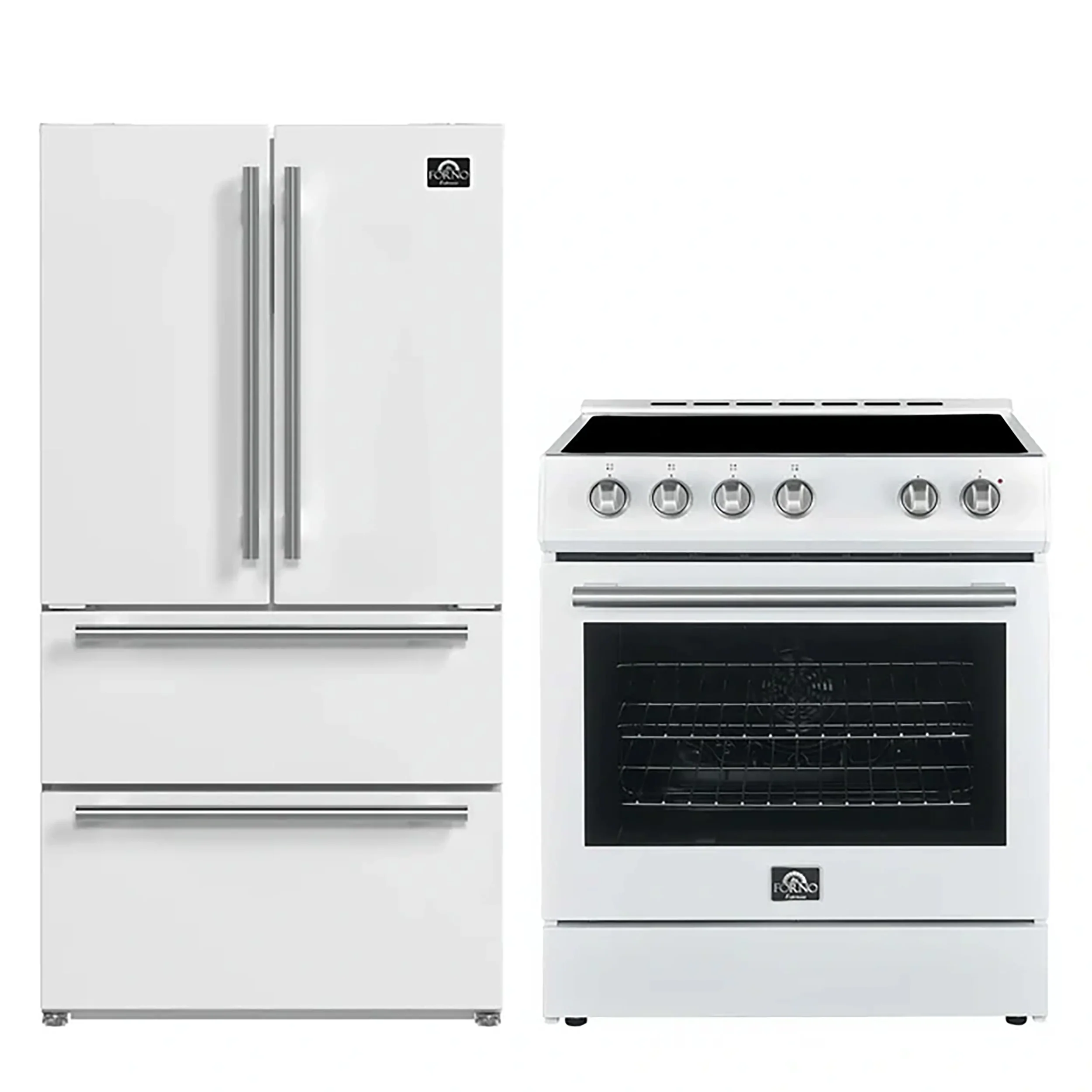 FORNO 2-Piece White Kitchen Bundle - 30" Electric Range and 36" Bottom Freezer Refrigerator - Image 2