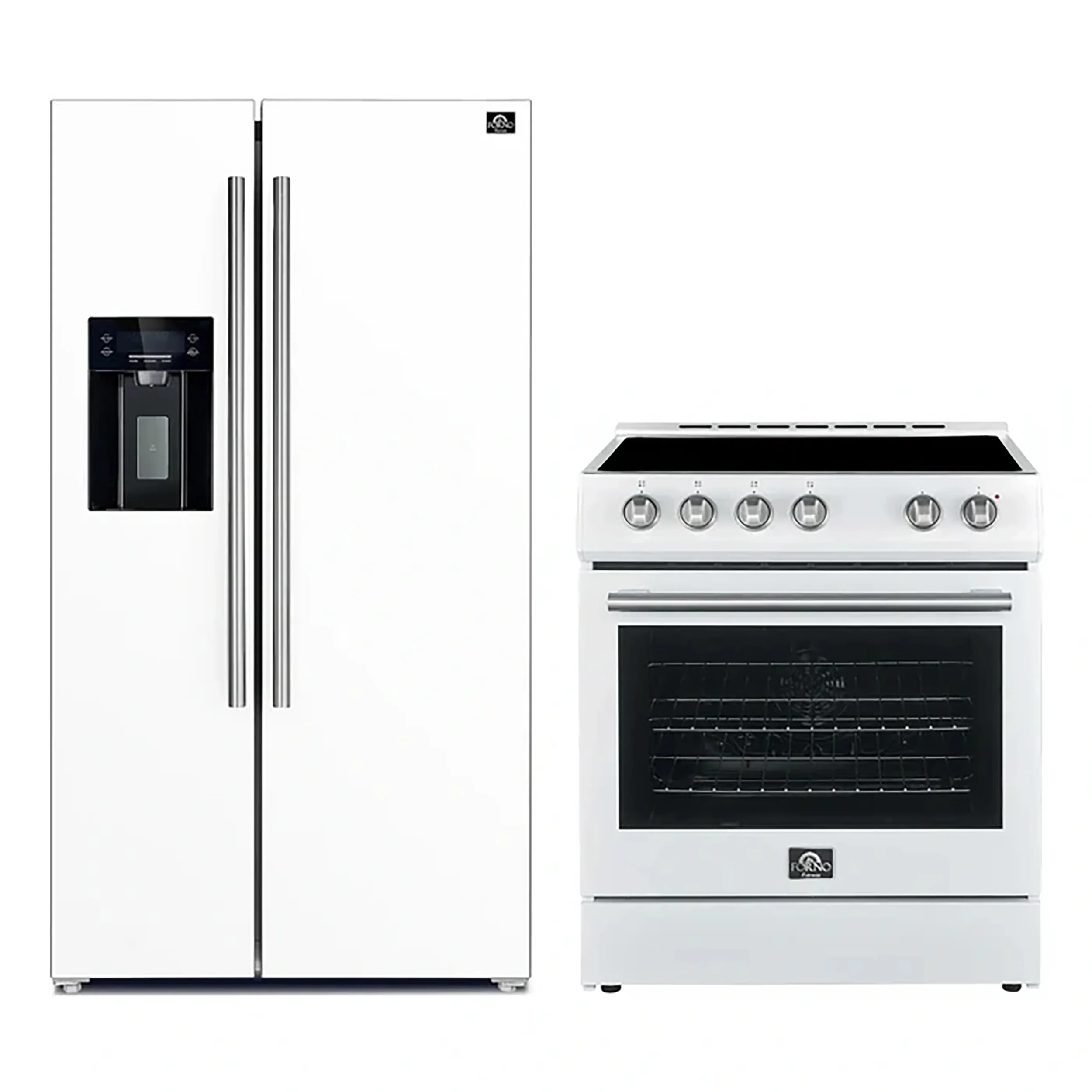 FORNO 2-Piece White Kitchen Bundle - 30" Electric Range and 36" Bottom Freezer Refrigerator - Image 2