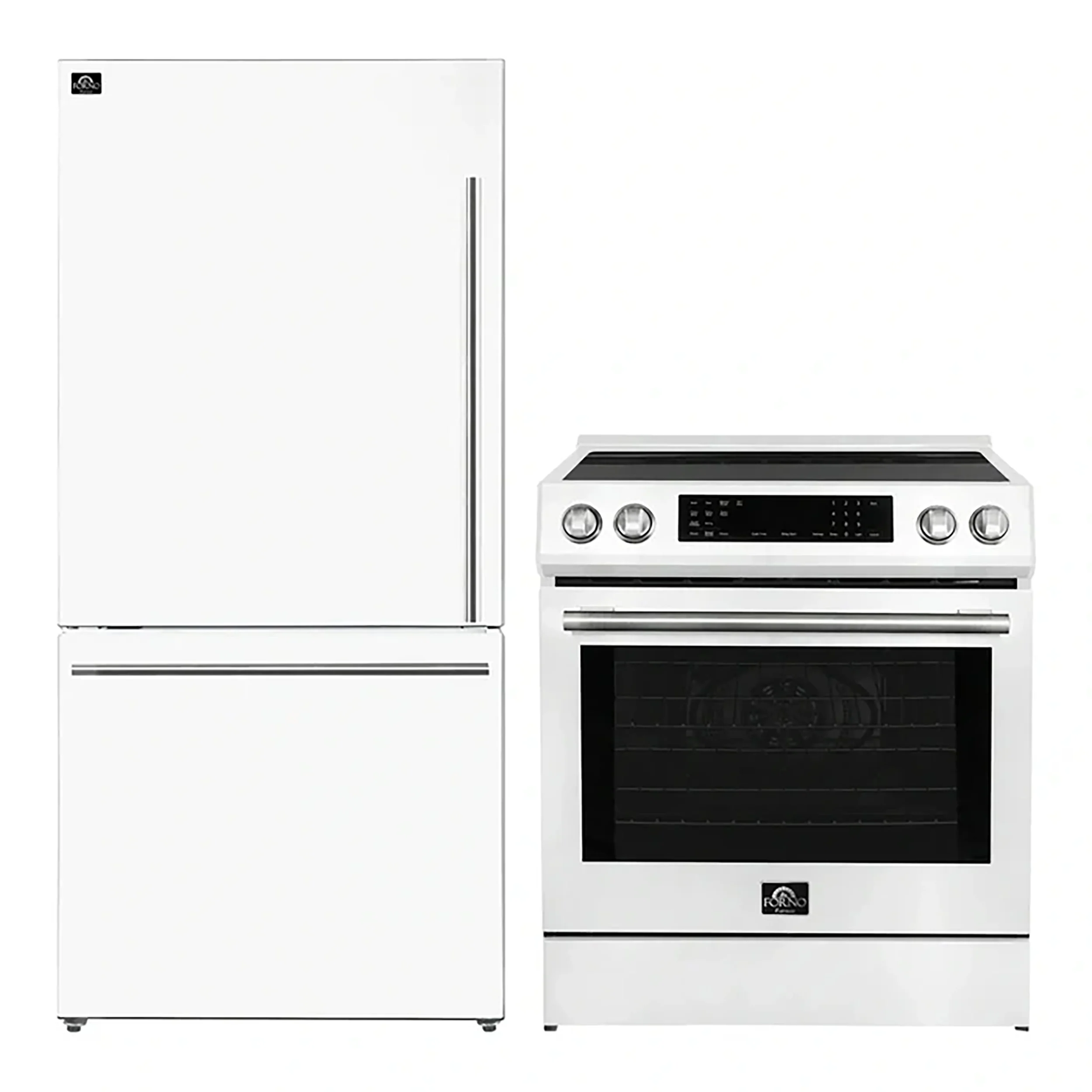 FORNO 2-Piece White Kitchen Bundle - 30" Induction Range and 31" Bottom Freezer Refrigerator - Image 2