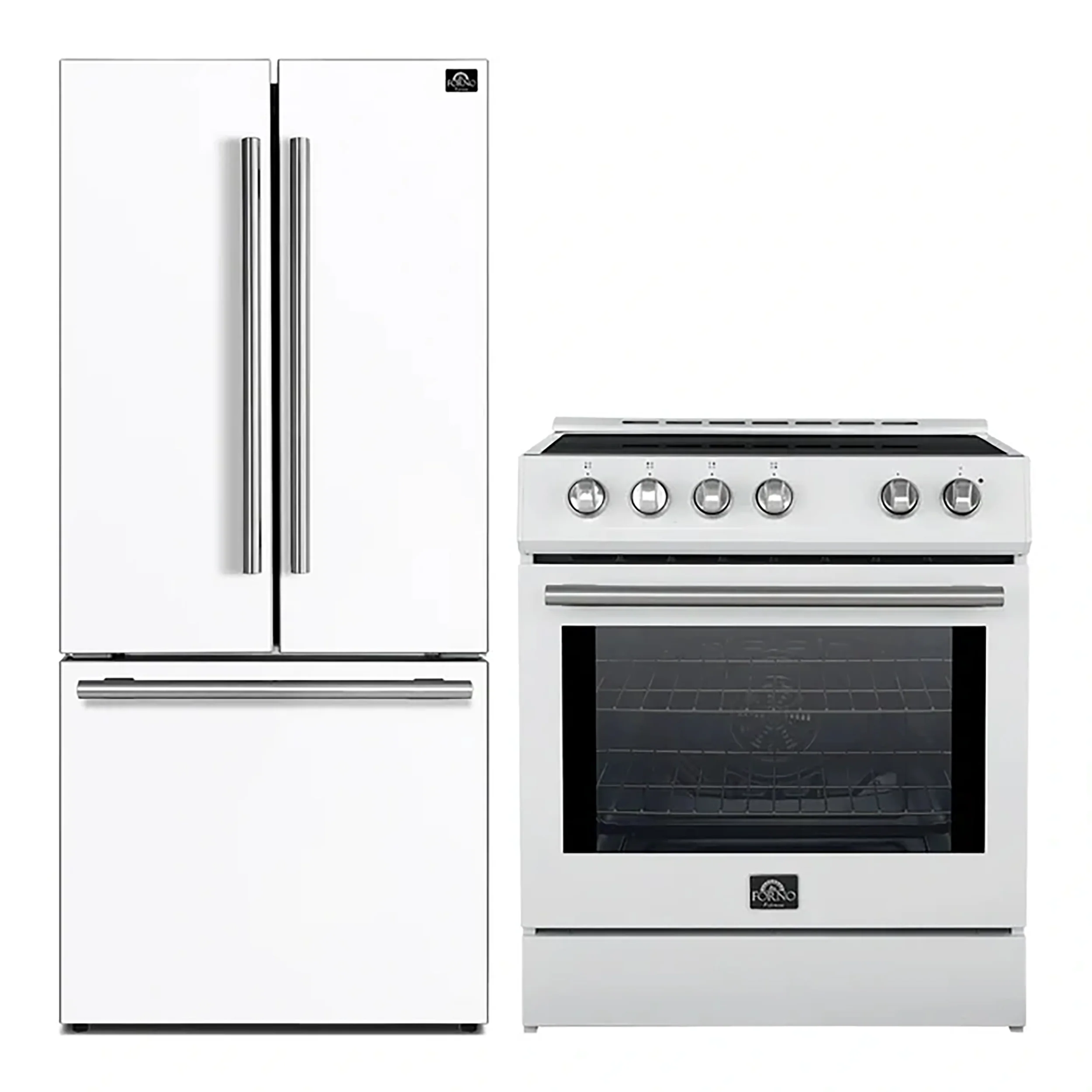 FORNO 2-Piece White Kitchen Bundle - 30" Induction Range and 31" Bottom Freezer Refrigerator - Image 2