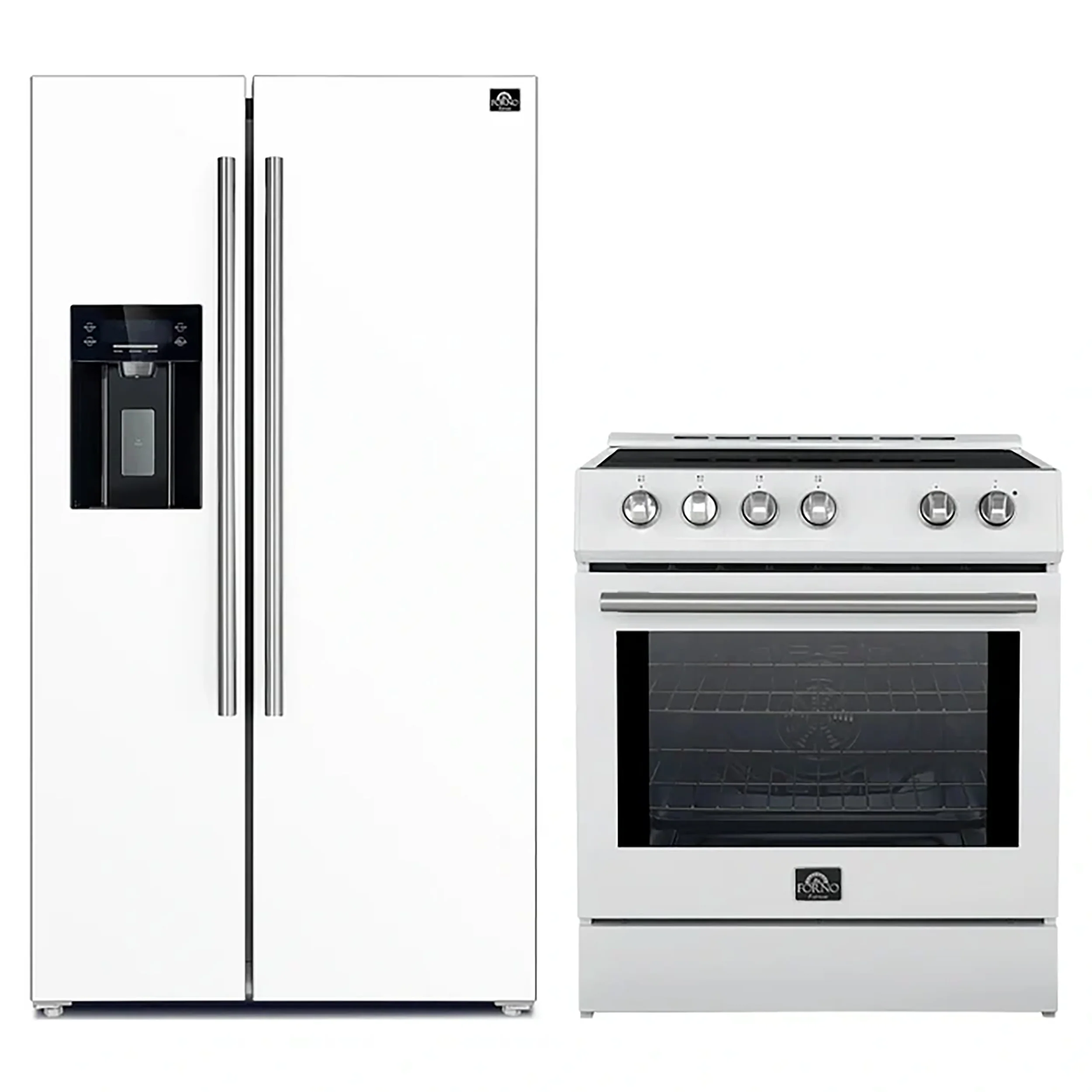 FORNO 2-Piece White Kitchen Bundle - 30" Induction Range and 36" Bottom Freezer Refrigerator - Image 2